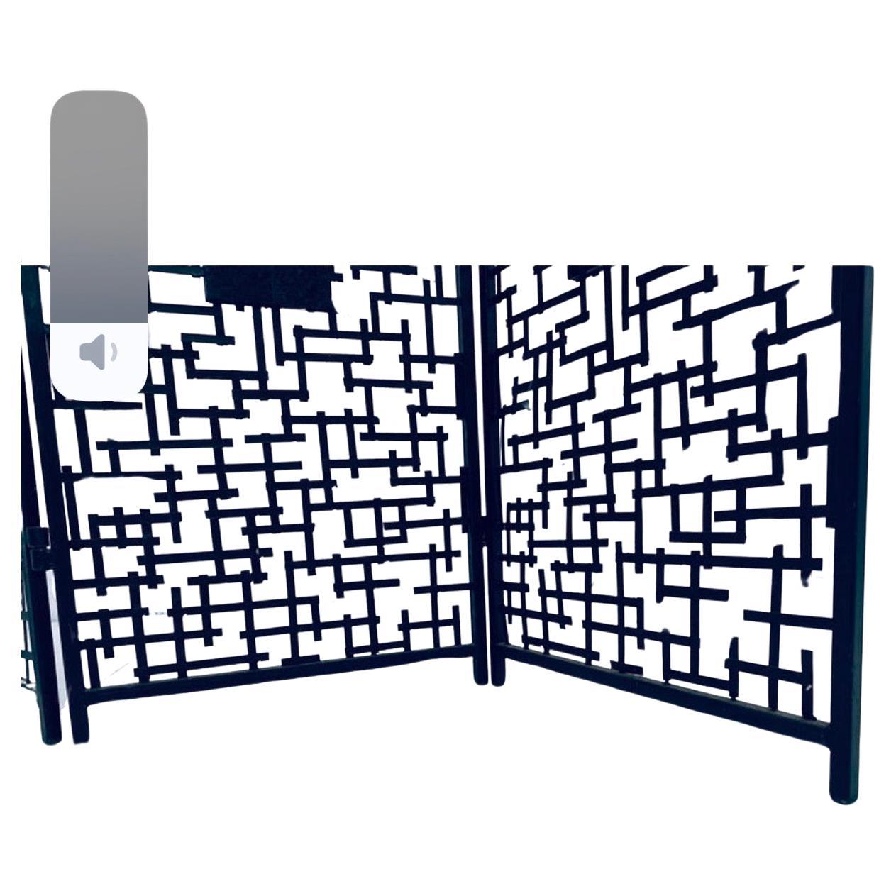 Brutalist Three Panel Wrought Iron And Marble Room Divider Screen For Sale 4