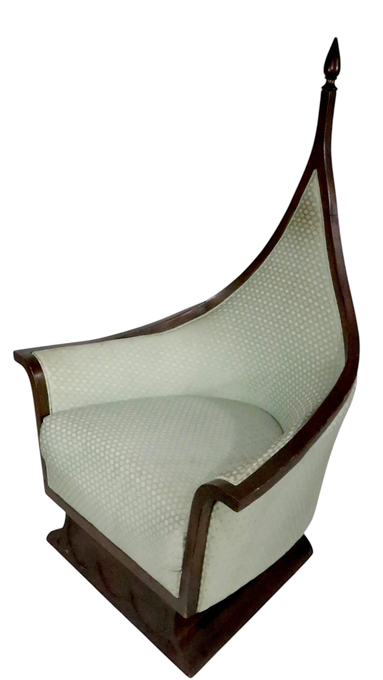Upholstery Brutalist Throne Form Club Chair after Pearsall c. 1970's For Sale