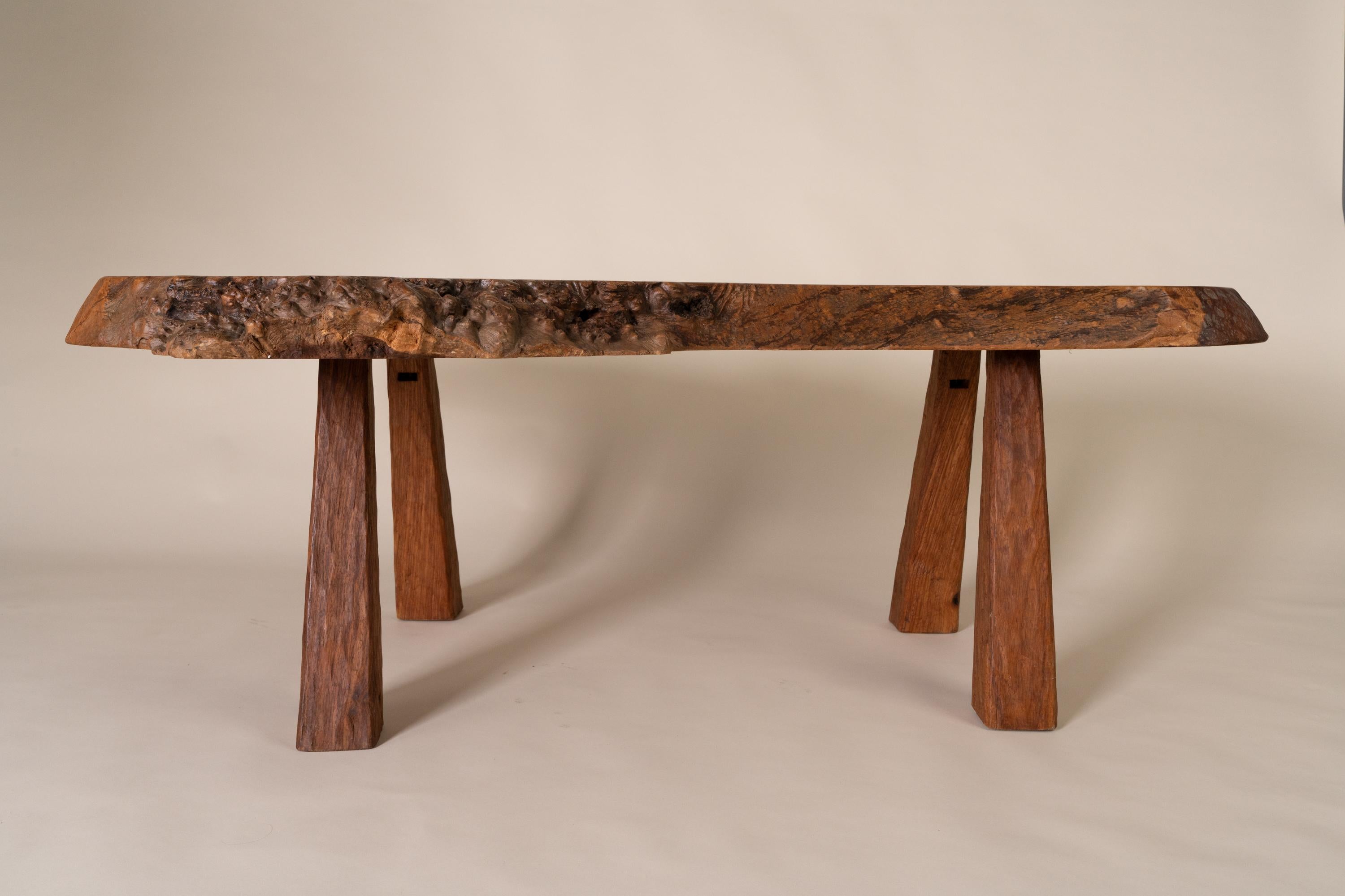 Français Brutalist Timber Coffee Table en vente