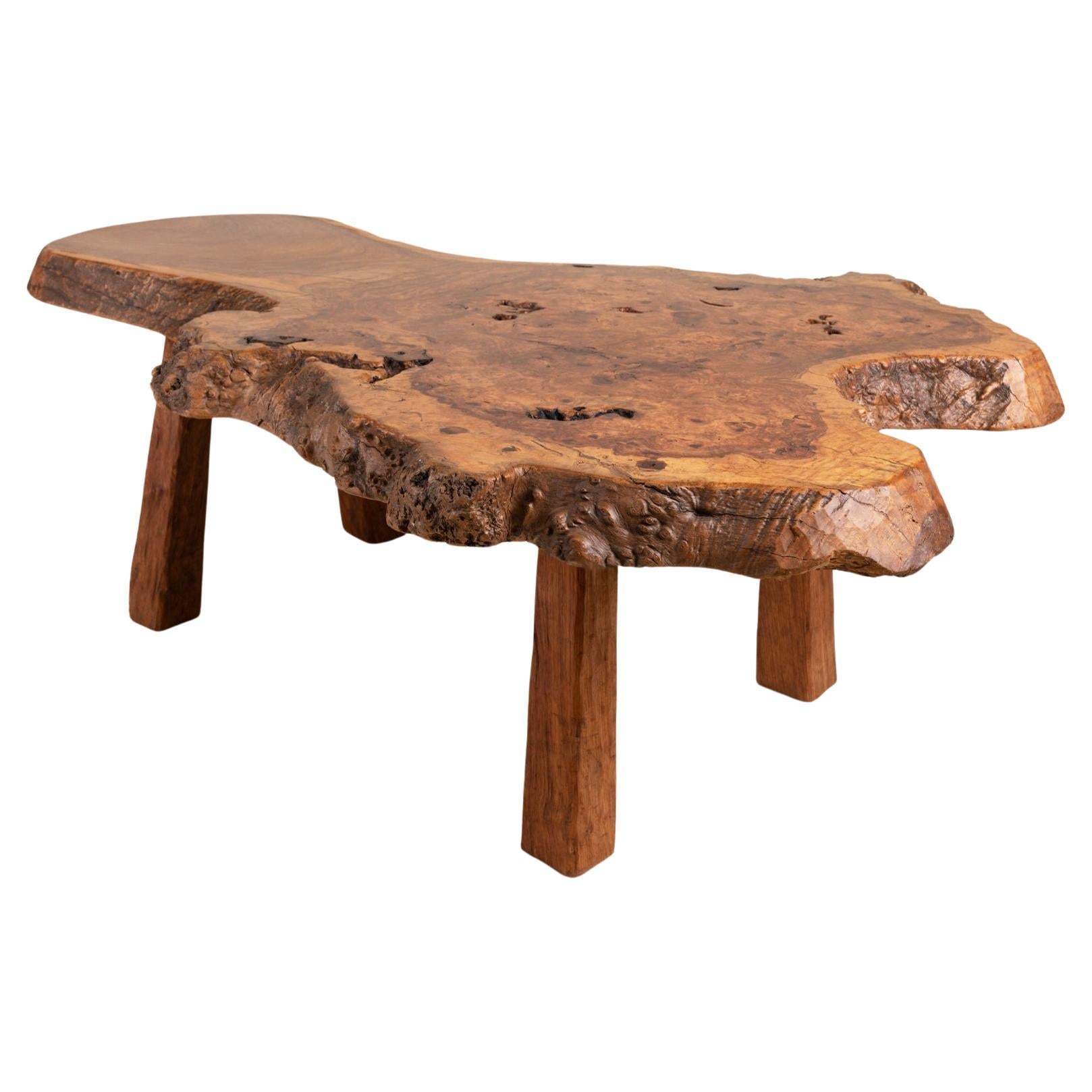 Brutalist Timber Coffee Table en vente