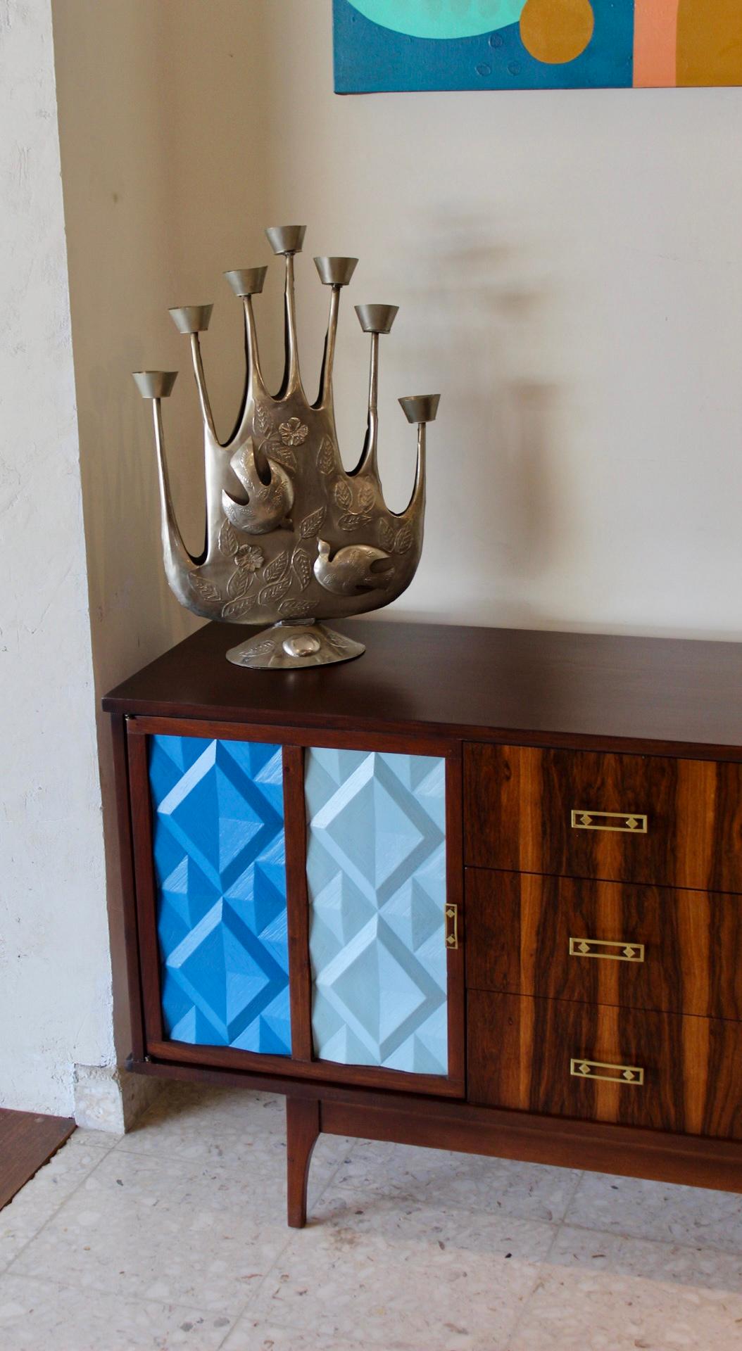 Brutalist Tin Candelabra by Gene Byron For Sale 5