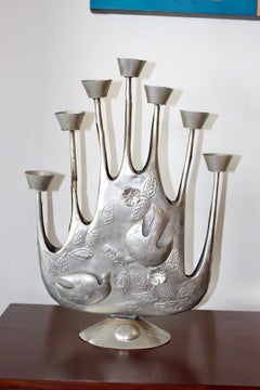 Candelabro di latta brutalista di Gene Byron