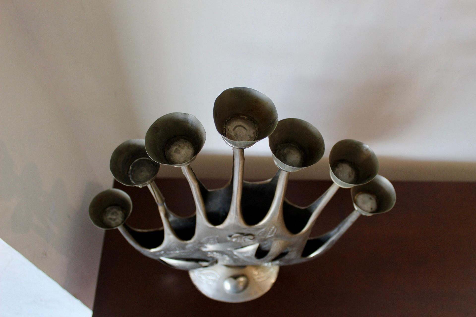 Mid-20th Century Brutalist Tin Candelabra by Gene Byron For Sale