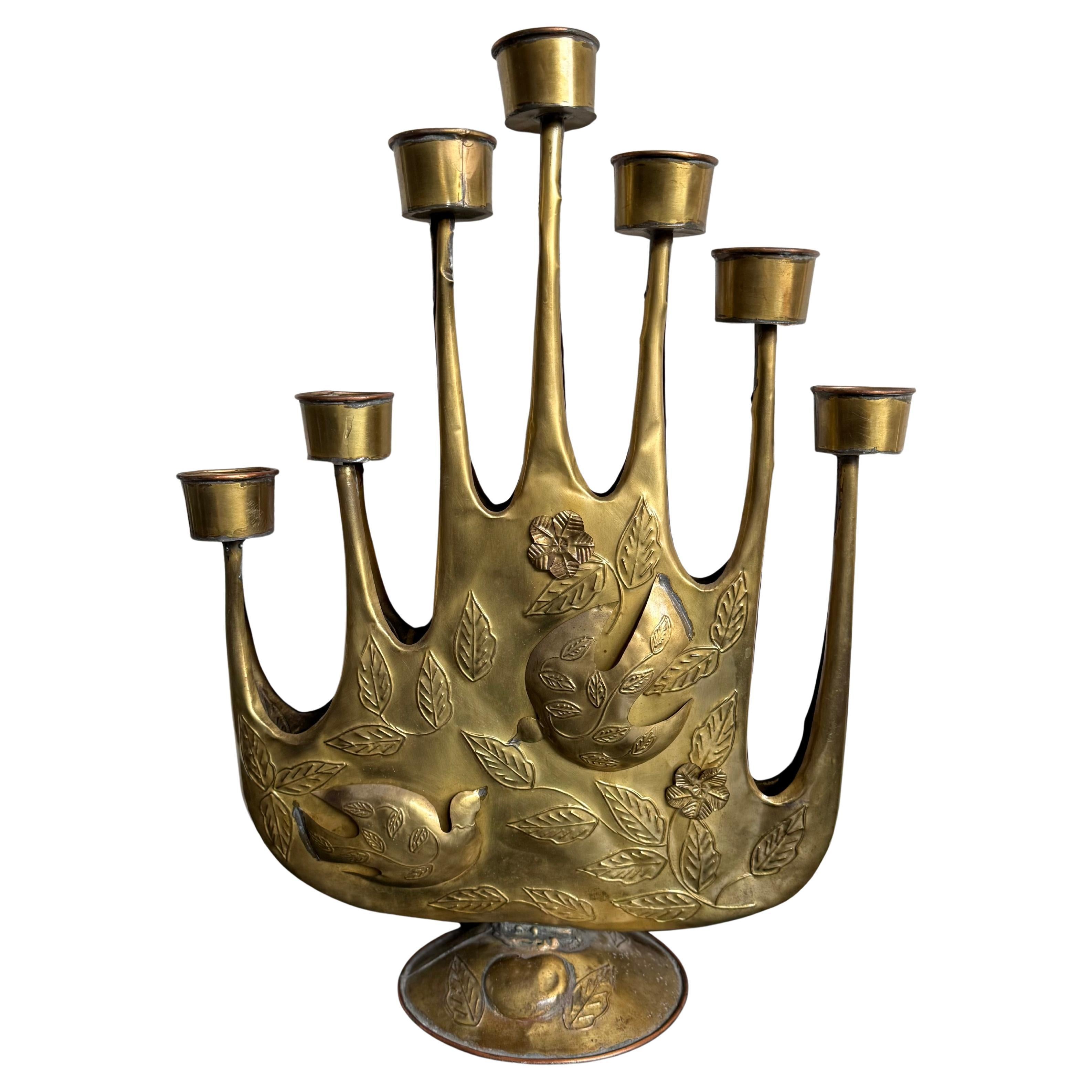 Brutalist Tin Candelabra by Gene Byron For Sale