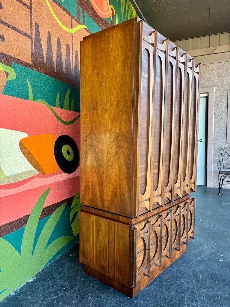 Appliqué Brutalist Tobago Walnut Gentleman’s Chest Dresser