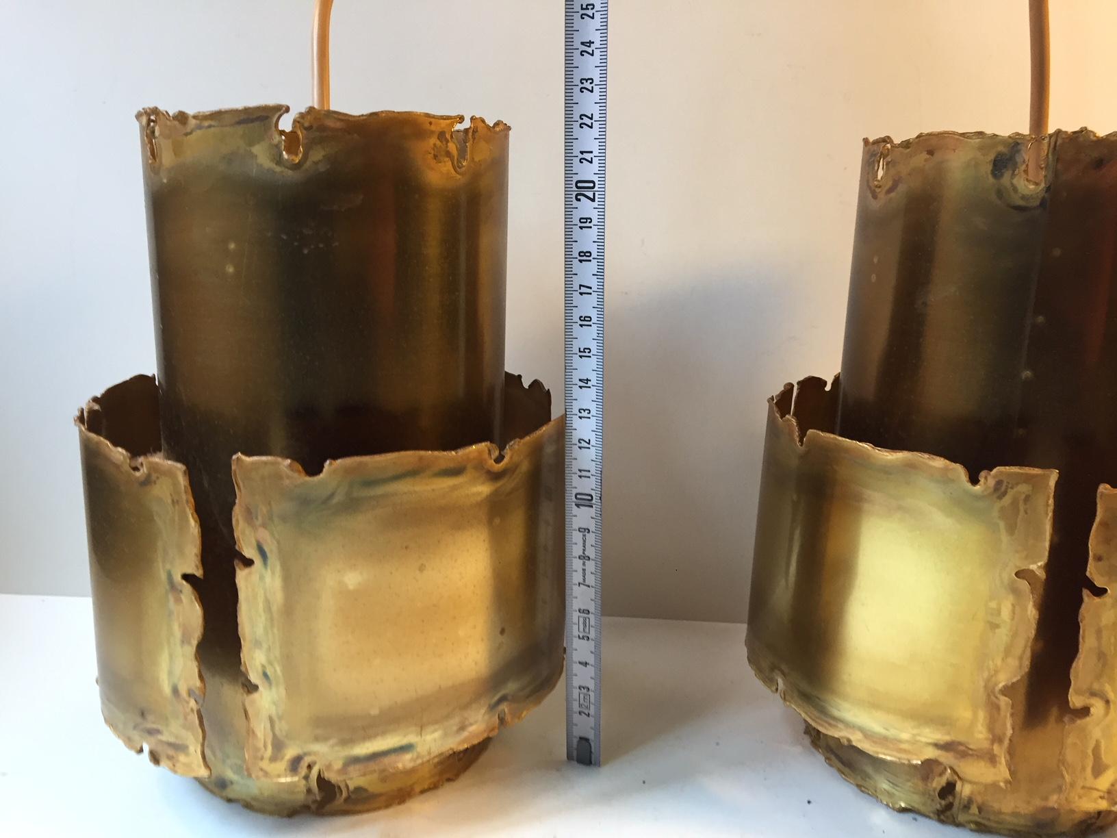 Brutalist Torch Cut Brass Ceiling Lamps by Svend Aage Holm Sørensen, 1960s In Good Condition For Sale In Esbjerg, DK