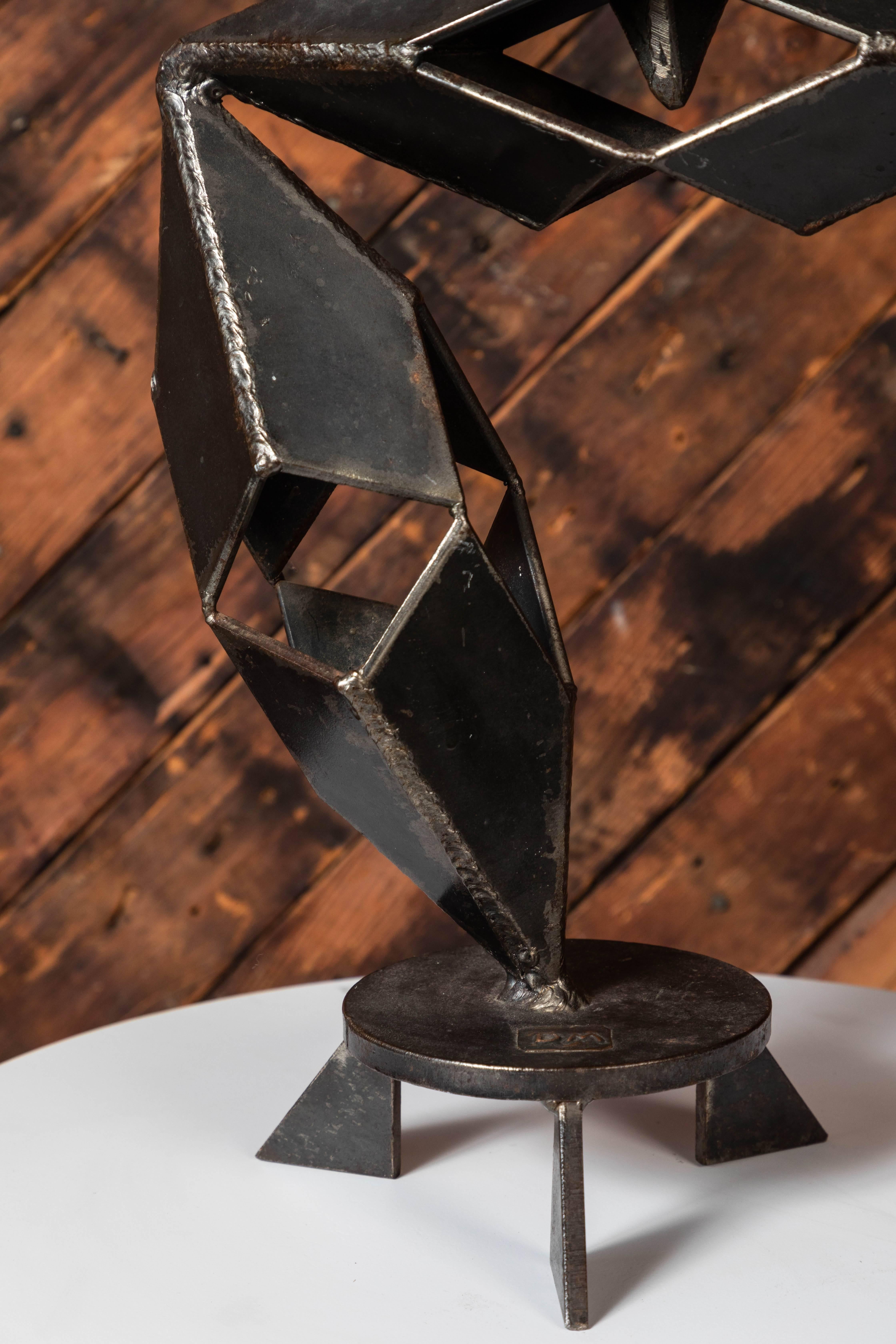 Brutalist Torch Cut Heavy Steel Sculpture Signed In Excellent Condition For Sale In santa monica, CA