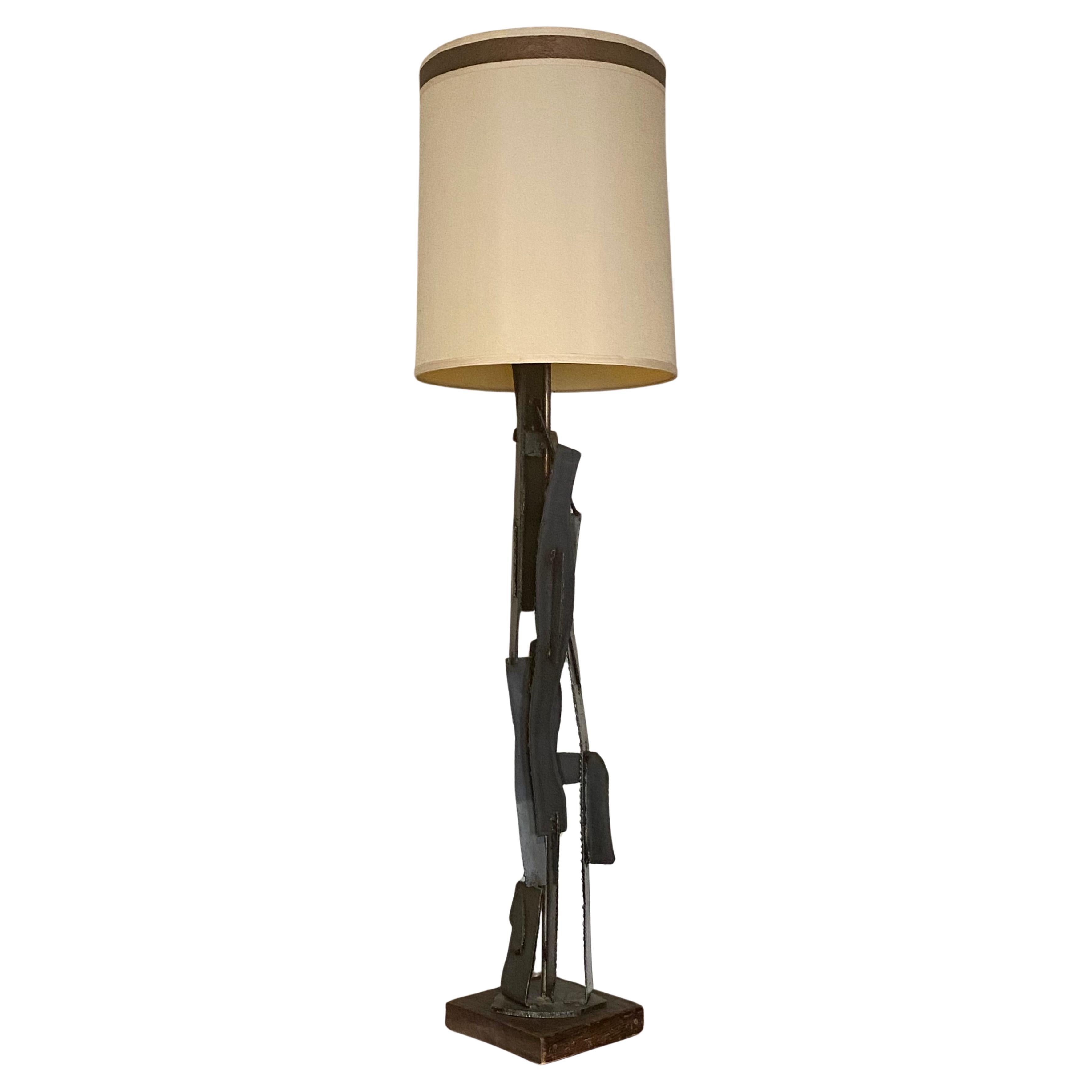 Brutalist Torch Cut Iron Floor Lamp by Richard Barr for the Laurel Lamp Company