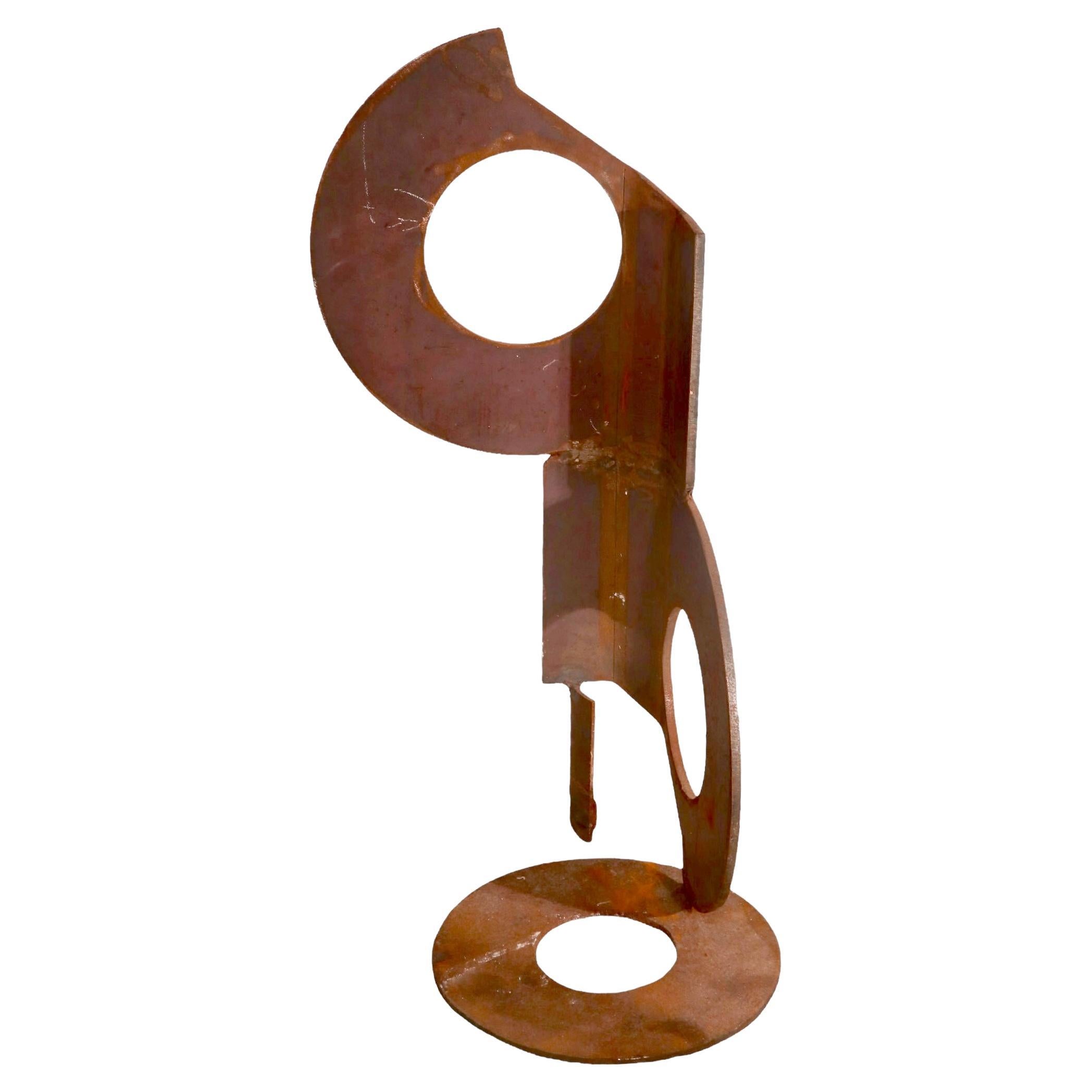 North American Brutalist Torch Cut Iron Garden Sculpture Ca. 1970’s For Sale