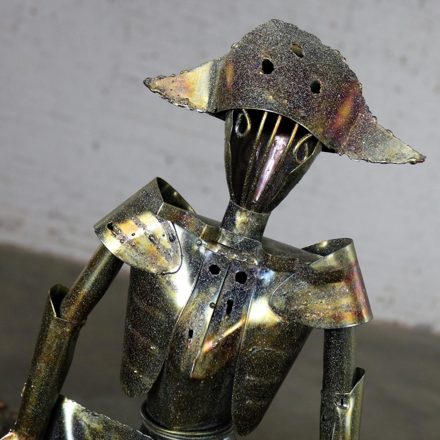 Brutalist Torch Cut Metal Bull and Matador Sculpture, Mid-Century Modern 7