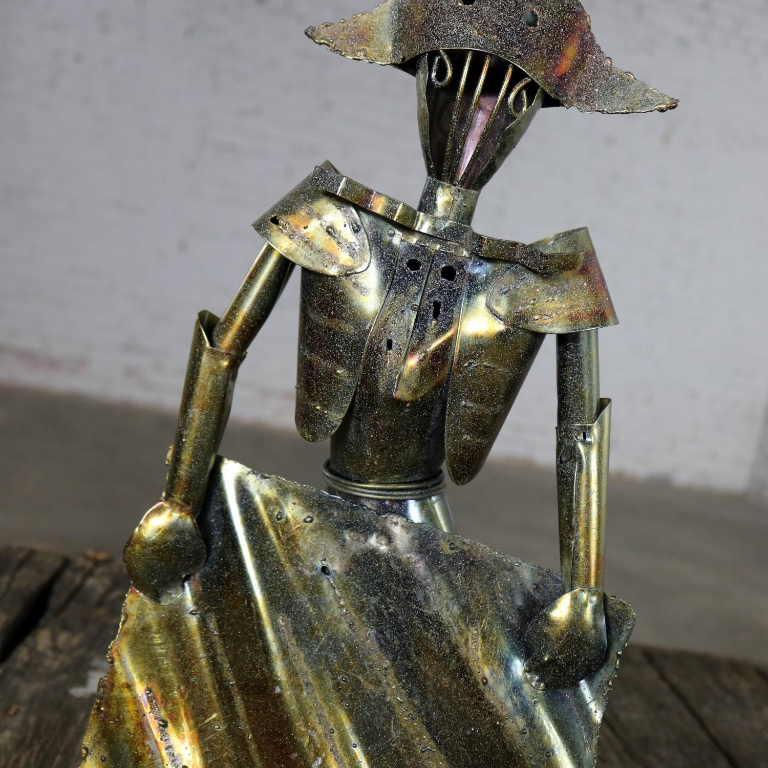 Brutalist Torch Cut Metal Bull and Matador Sculpture, Mid-Century Modern 8