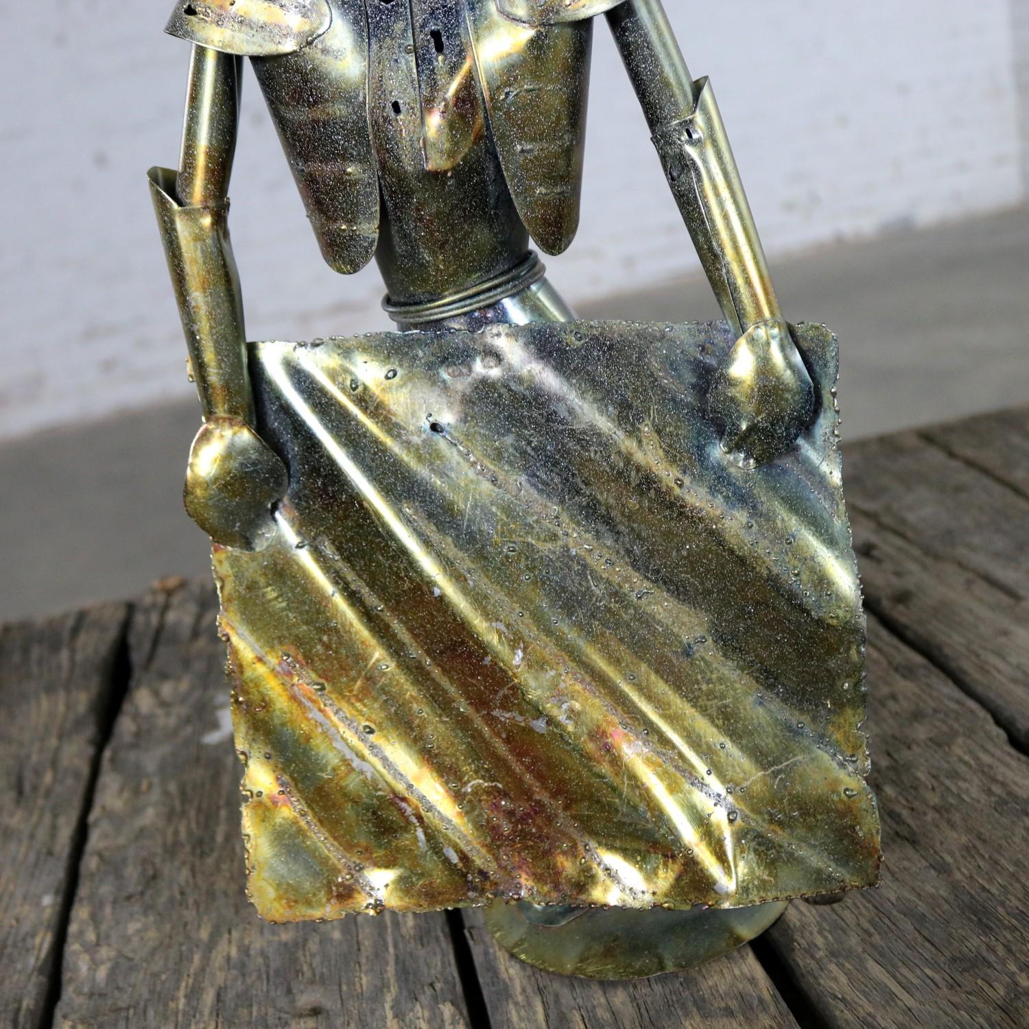 Brutalist Torch Cut Metal Bull and Matador Sculpture, Mid-Century Modern 9