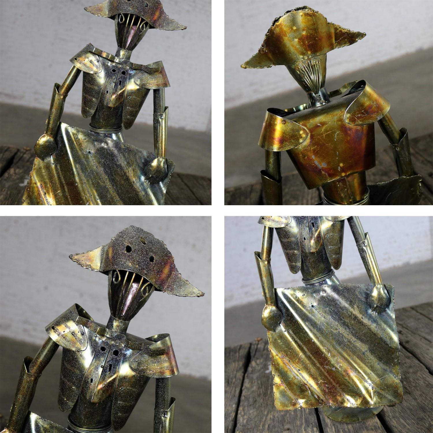 Brutalist Torch Cut Metal Bull and Matador Sculpture, Mid-Century Modern 11