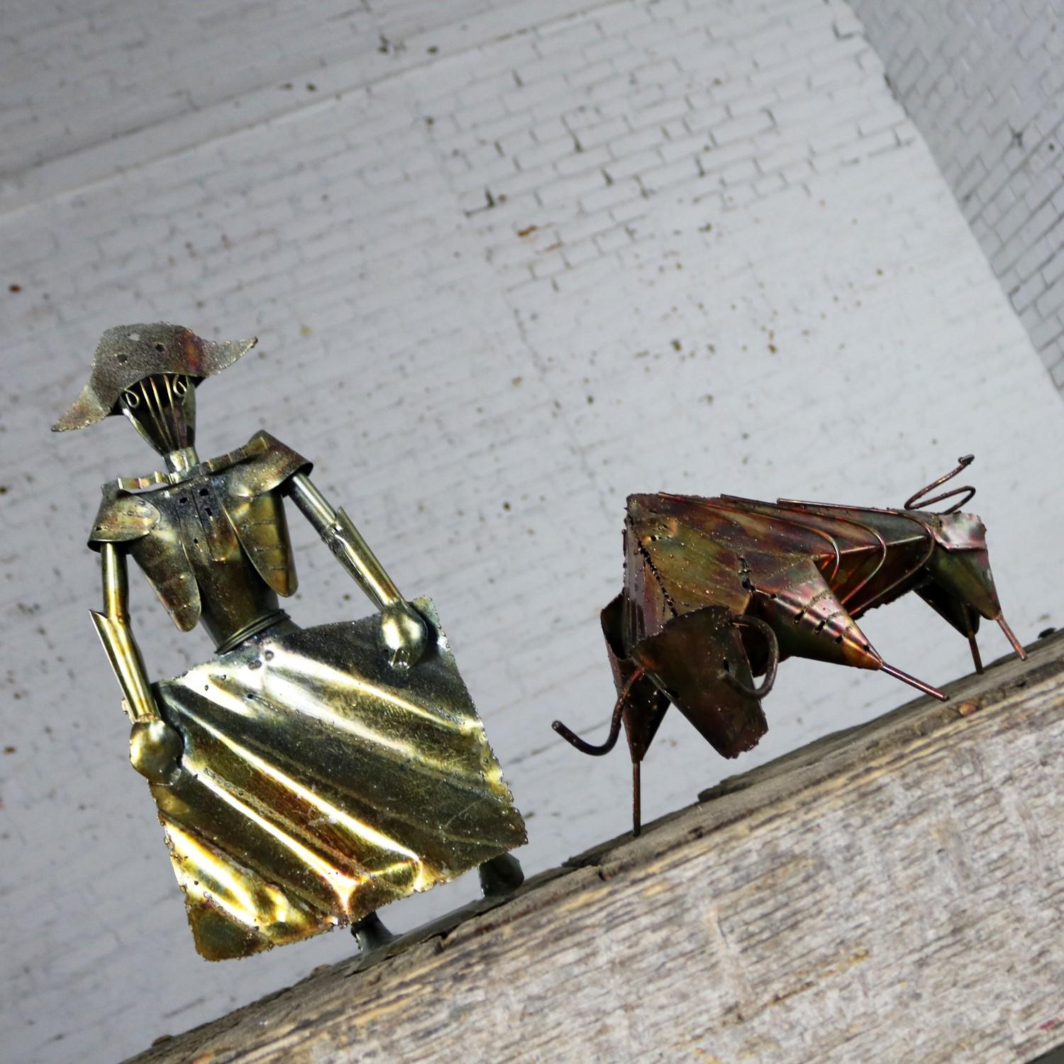 Brutalist Torch Cut Metal Bull and Matador Sculpture, Mid-Century Modern 1