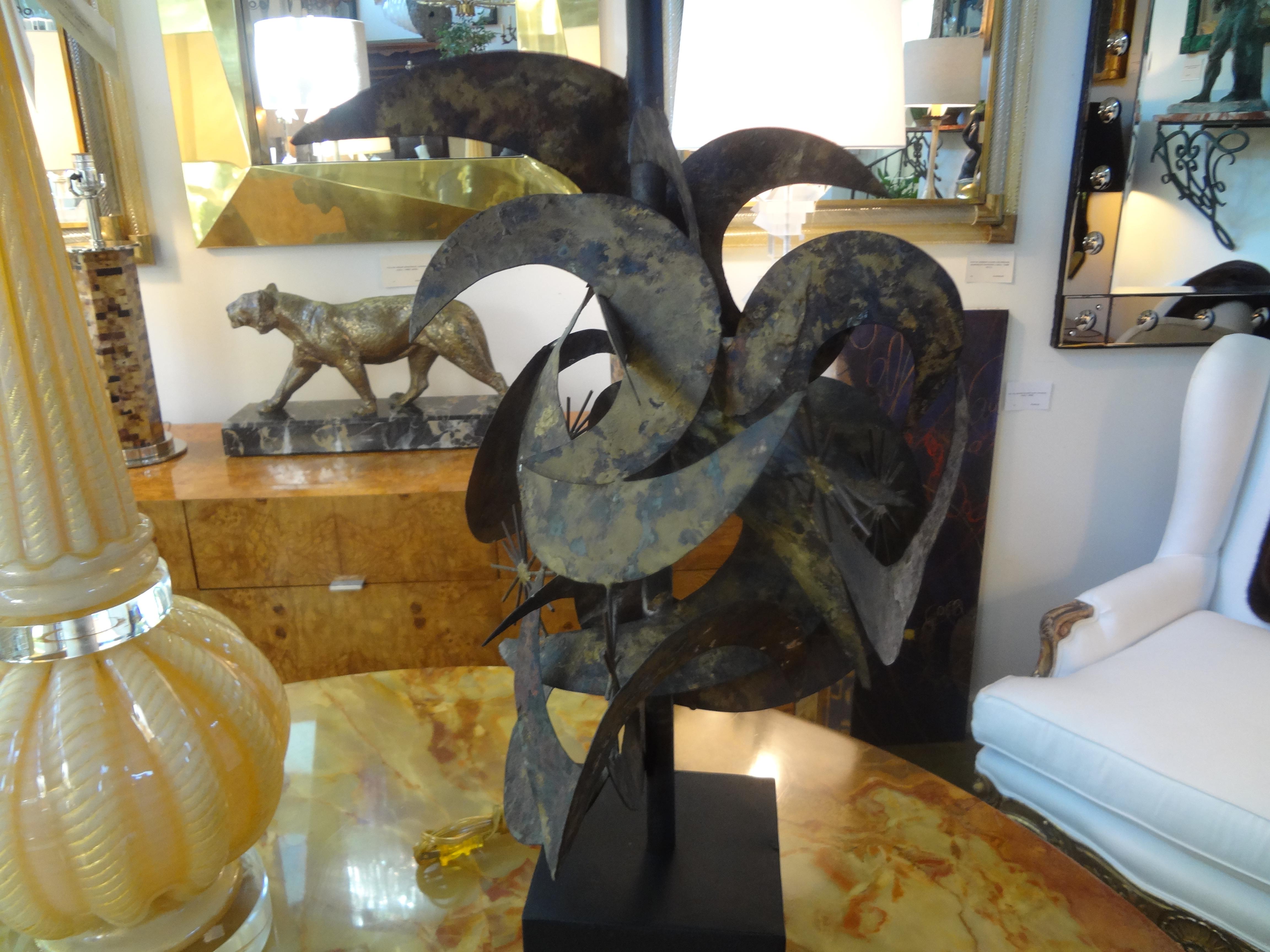 Brutalist Torch Cut Metal Lamp by Bijan For Laurel In Good Condition In Houston, TX