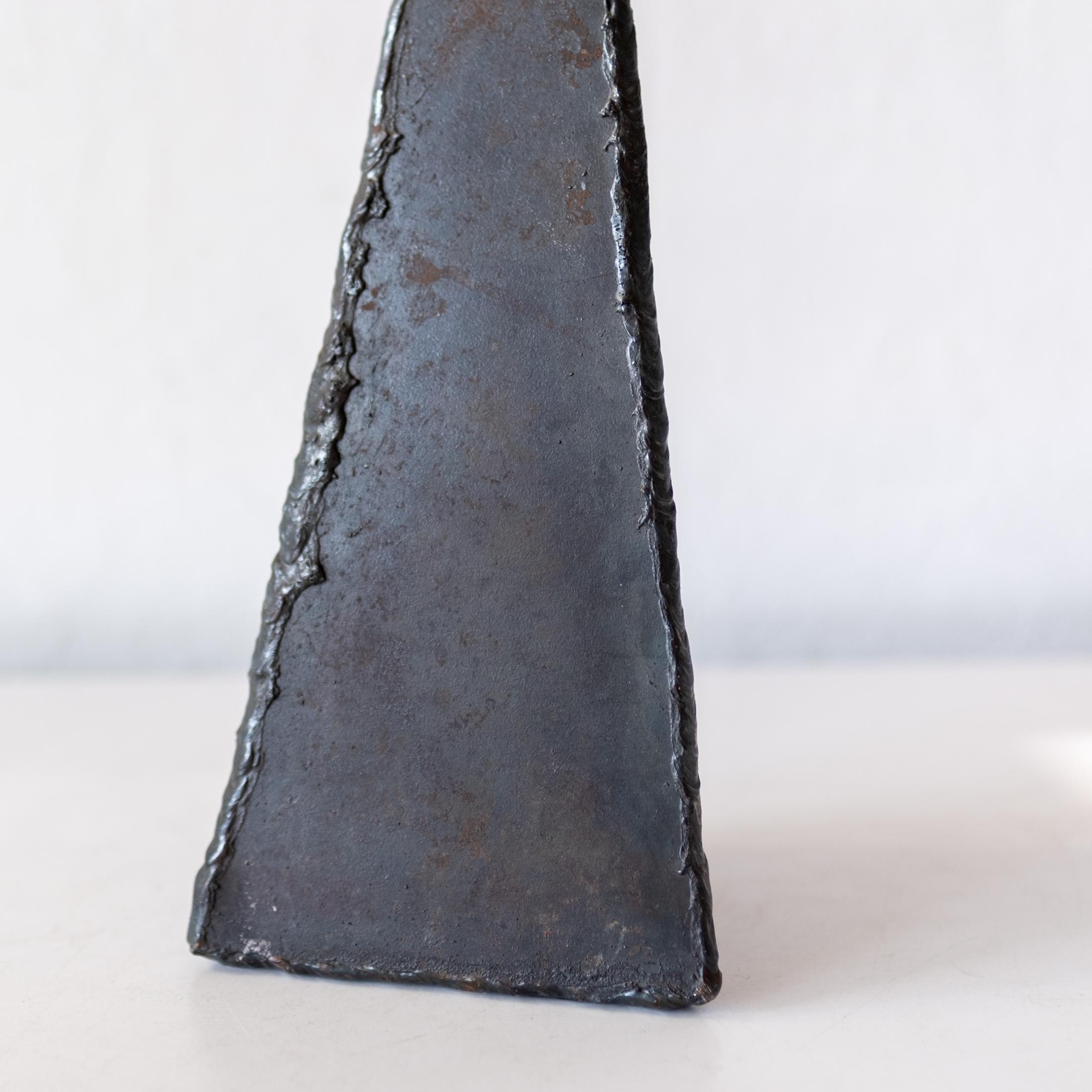 Brutalist Torch Cut Sculptural Metal Vase in the style of Paul Evans For Sale 4