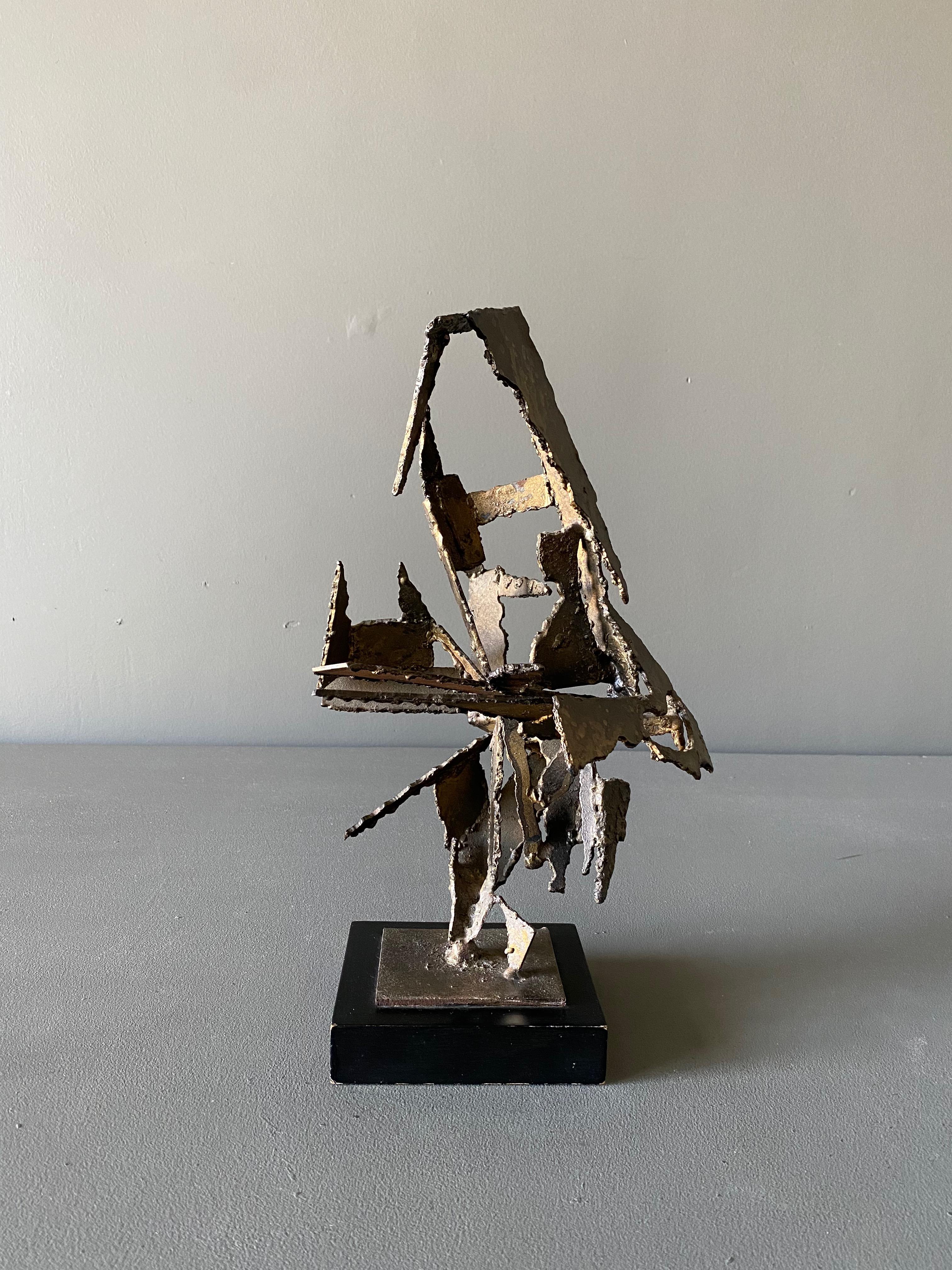 Brutalist torch cut steel sculpture