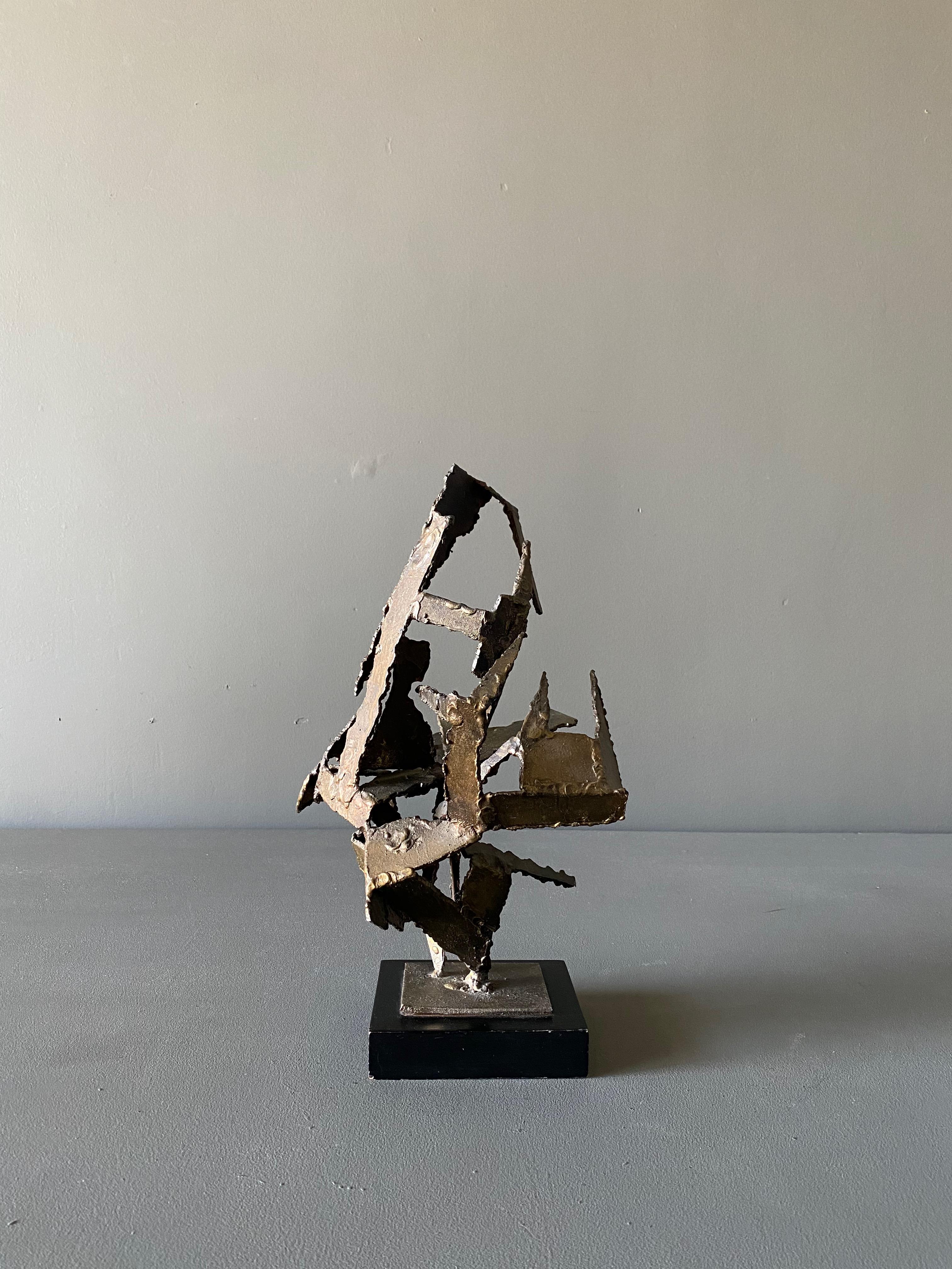 Metal Brutalist Torch Cut Steel Sculpture  For Sale