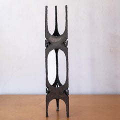 Brutalist Torch Cut Umbrella Stand or Candle Holder in the style of Paul Evans