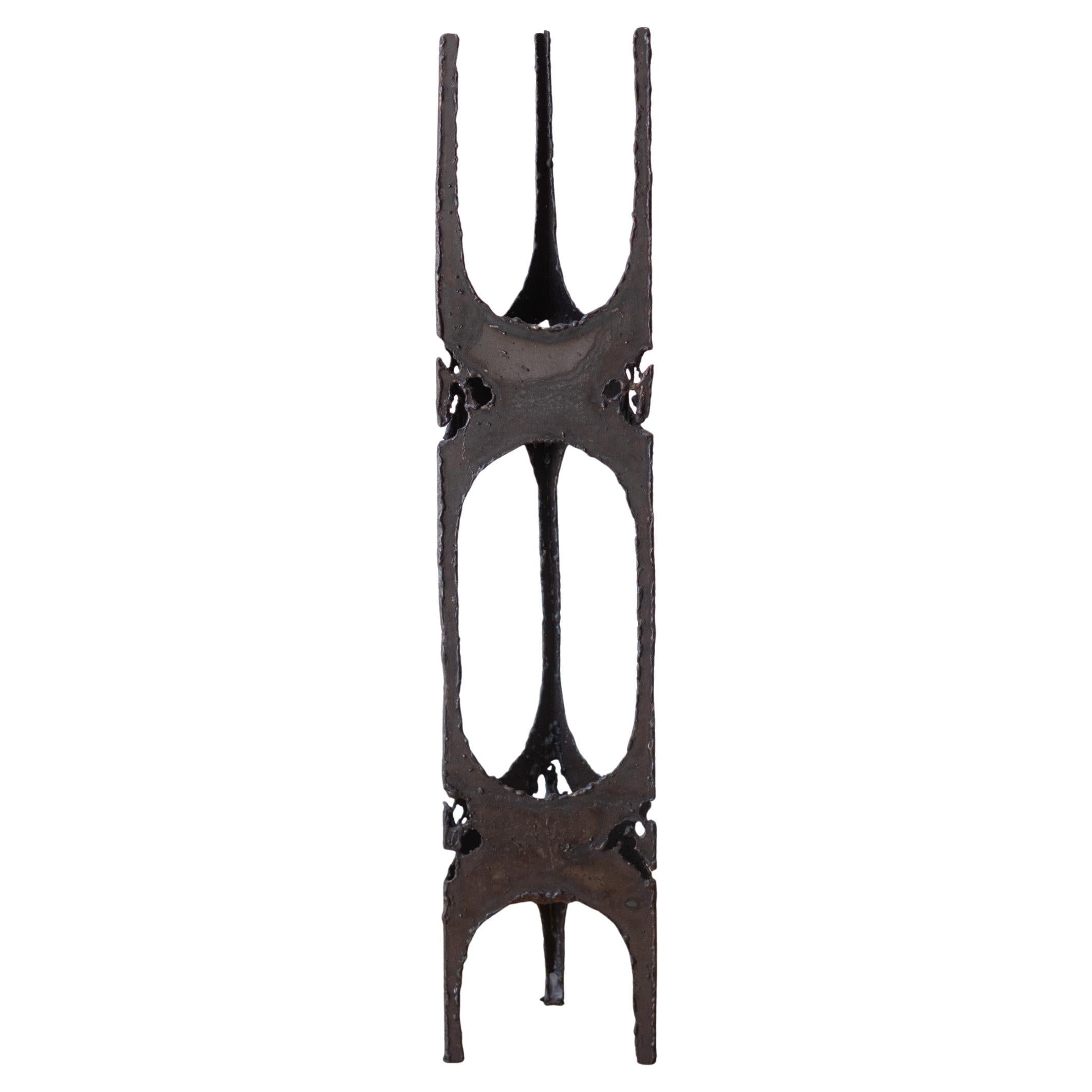 Brutalist Torch Cut Umbrella Stand or Candle Holder in the style of Paul Evans