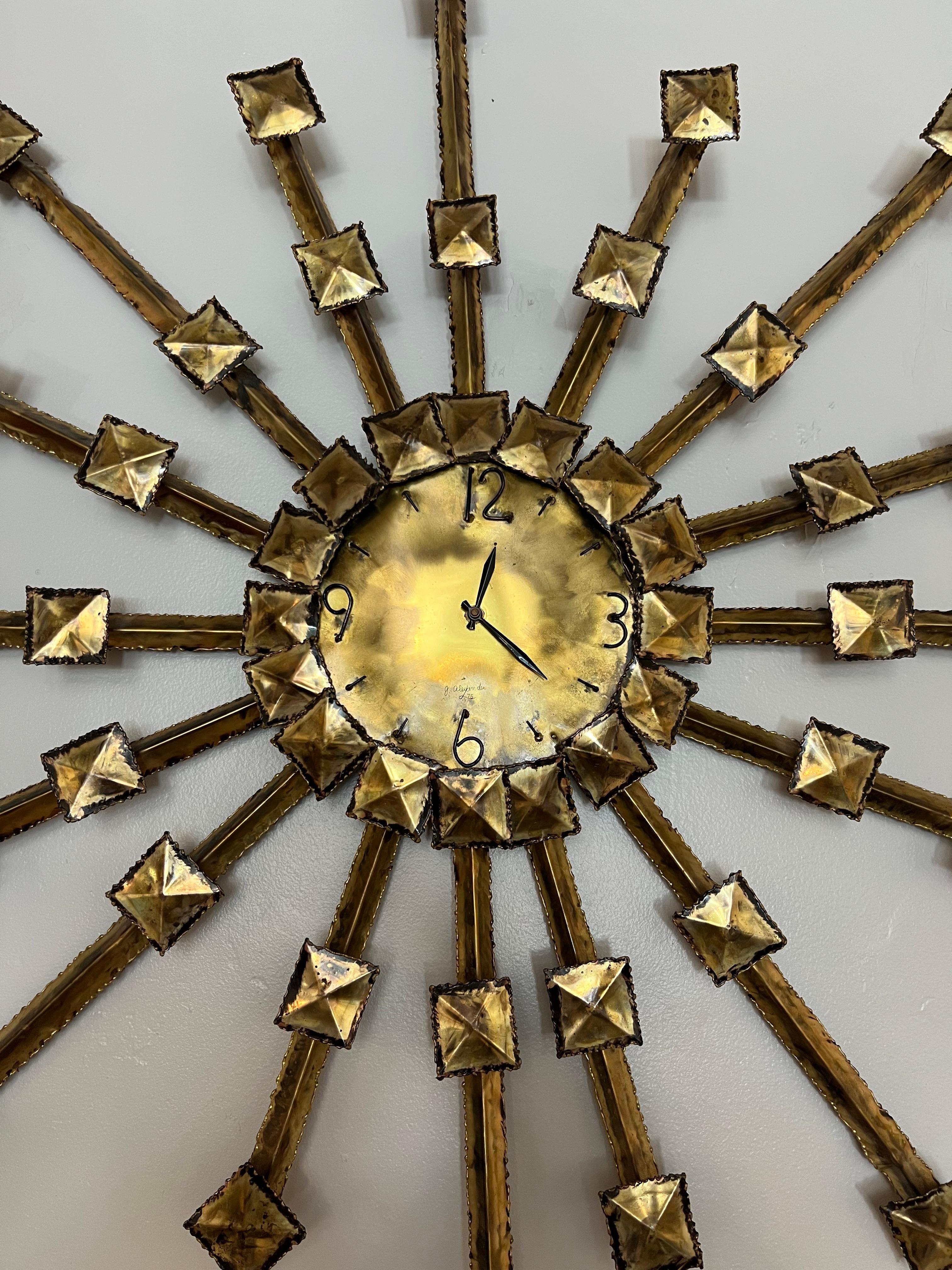 North American Brutalist Torch Cut Wall Clock For Sale