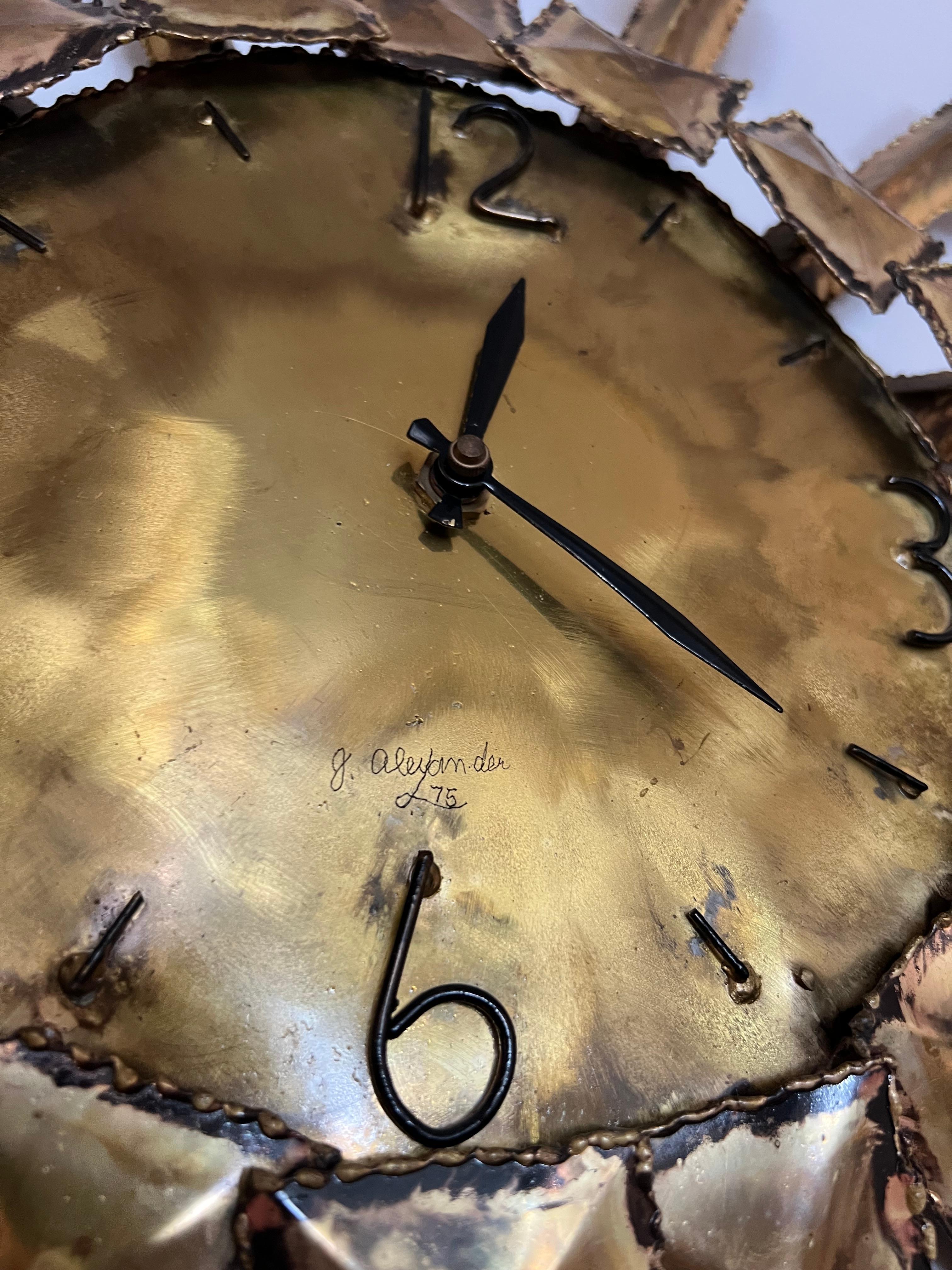 Metal Brutalist Torch Cut Wall Clock For Sale
