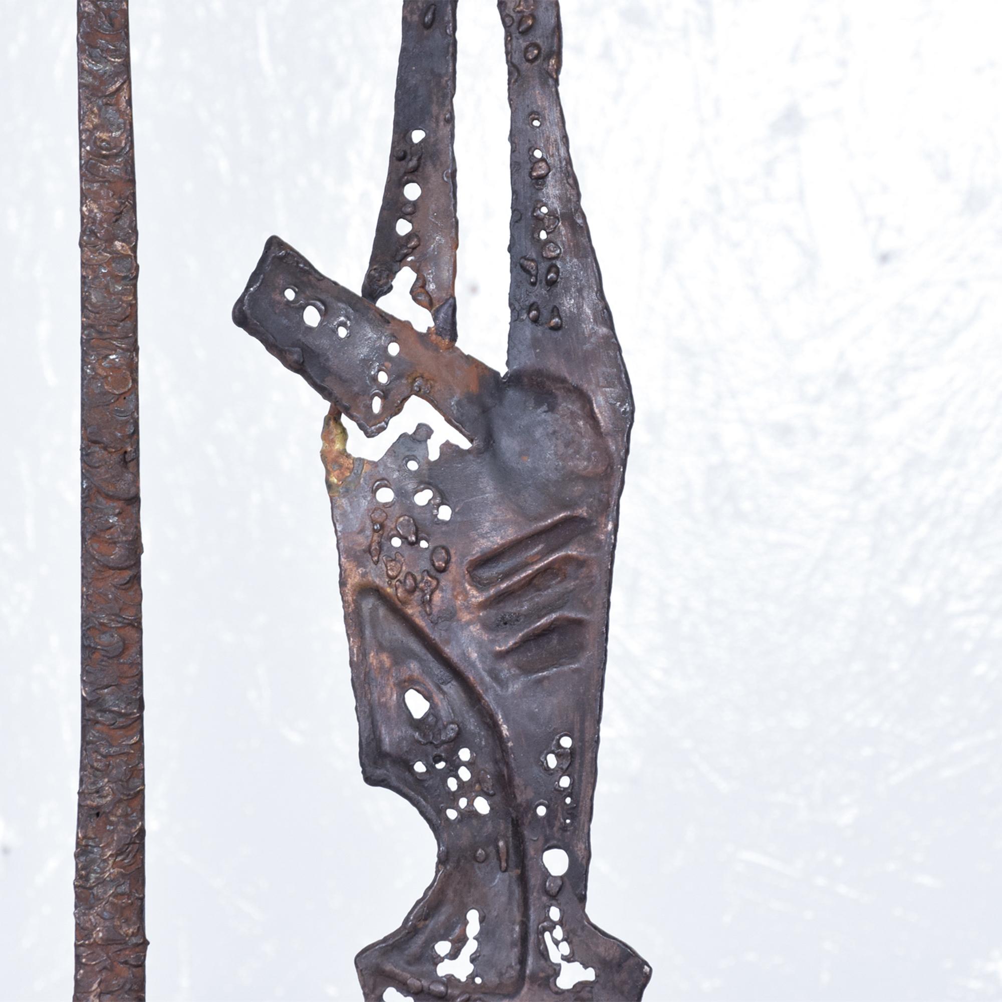 Mid-Century Modern Abstract Sculpture Savior of Auschwitz Tortured Metal 1970s Mexico by EMAUS