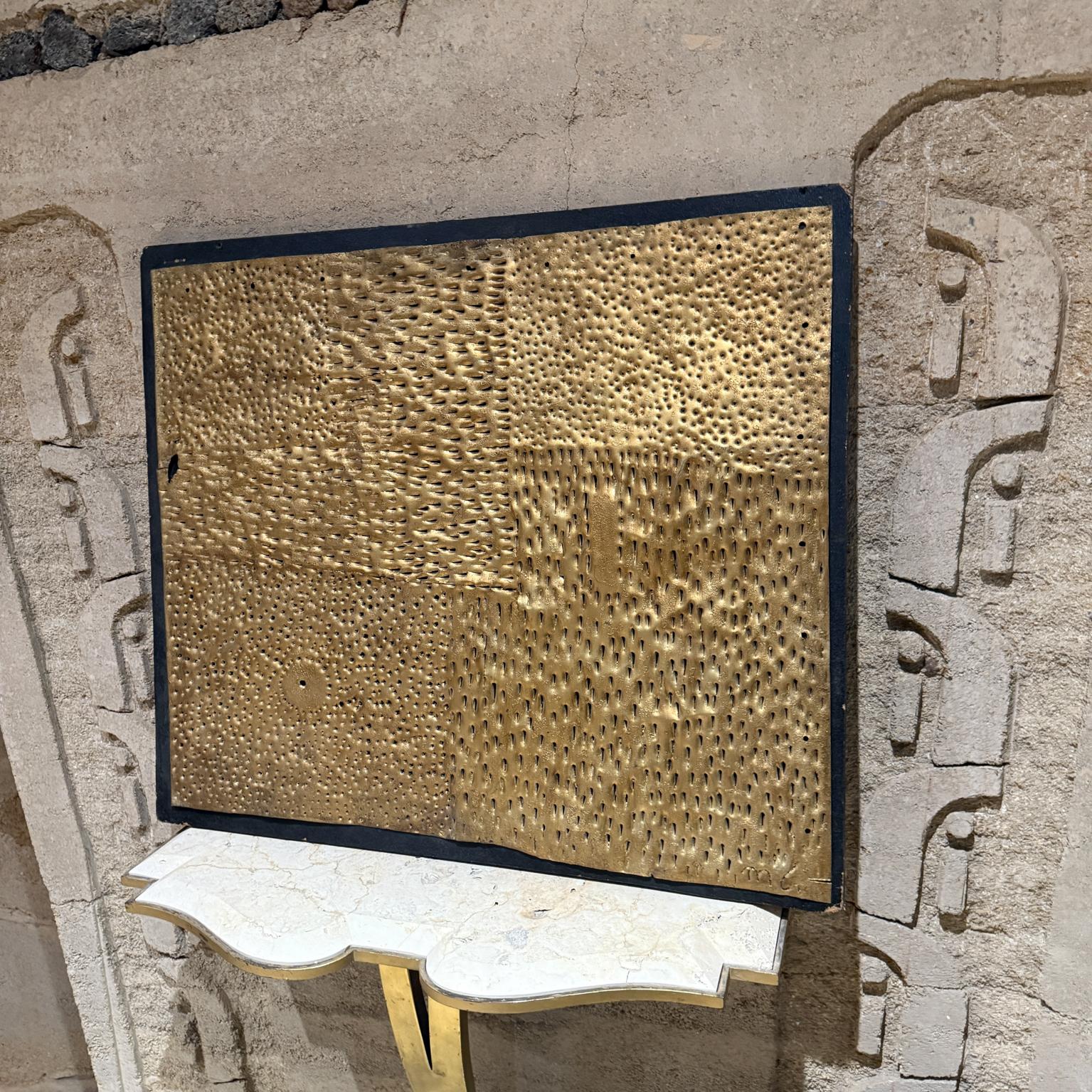 Mid-Century moderno Brutalista Torturato Metal Art Oro Testurizzato