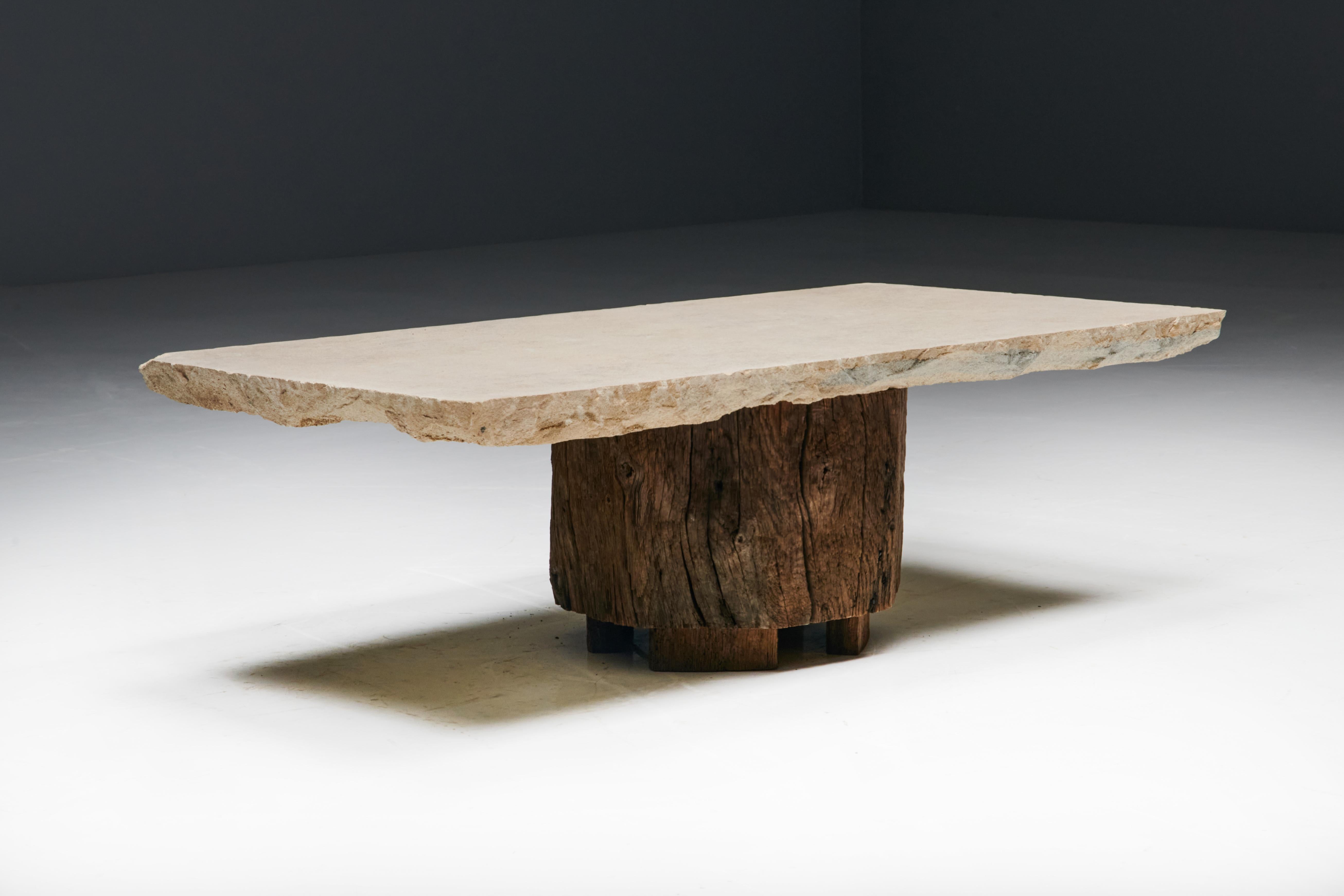 Brutalist Travail Populaire Coffee Table, France, Early 20th Century In Excellent Condition For Sale In Antwerp, BE