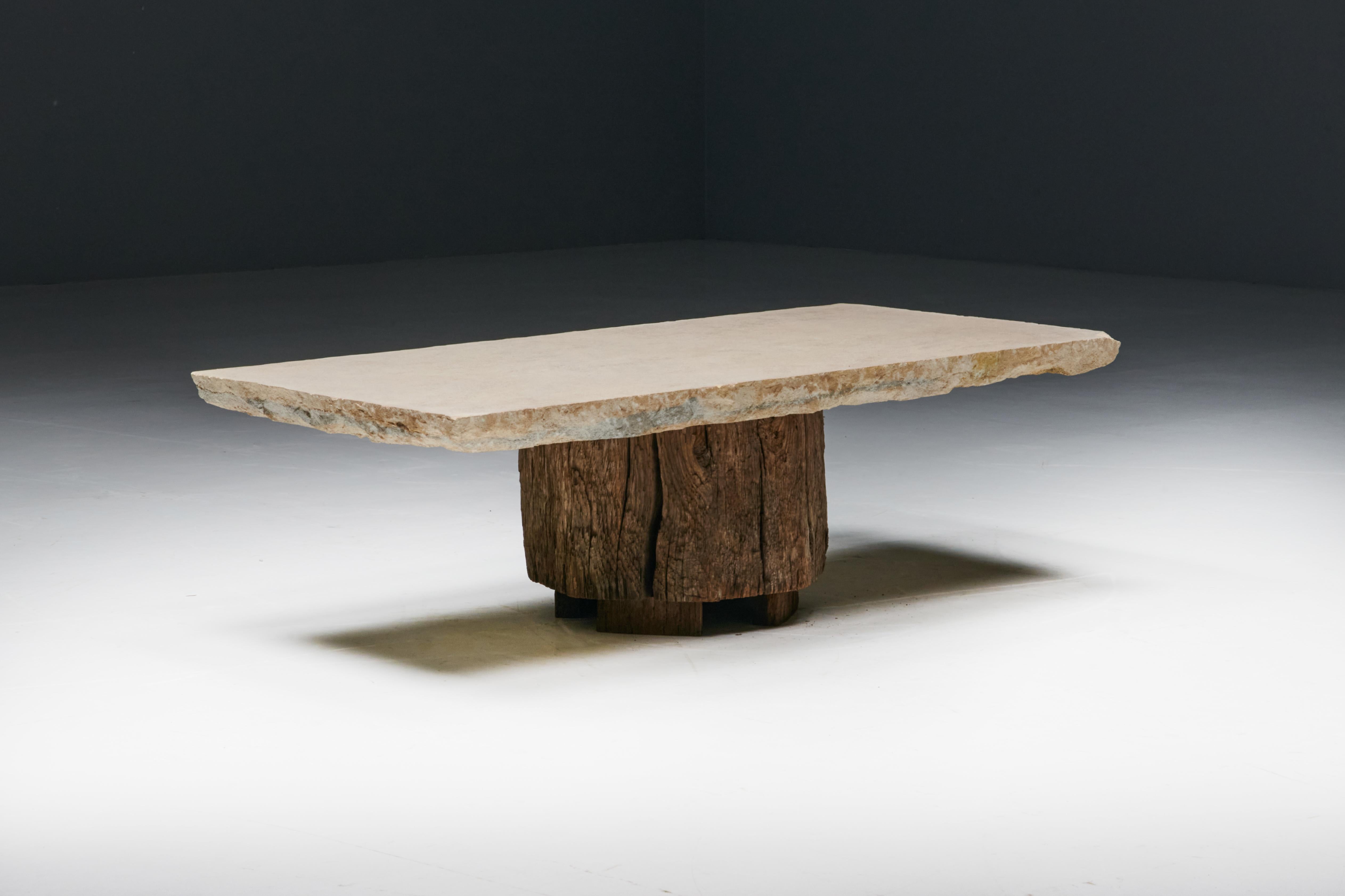 Brutalist Travail Populaire Coffee Table, France, Early 20th Century For Sale 3
