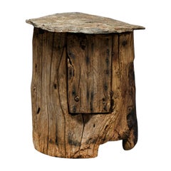 Brutalist Travail Populaire Side Table and Cabinet, France, Early 20th Century
