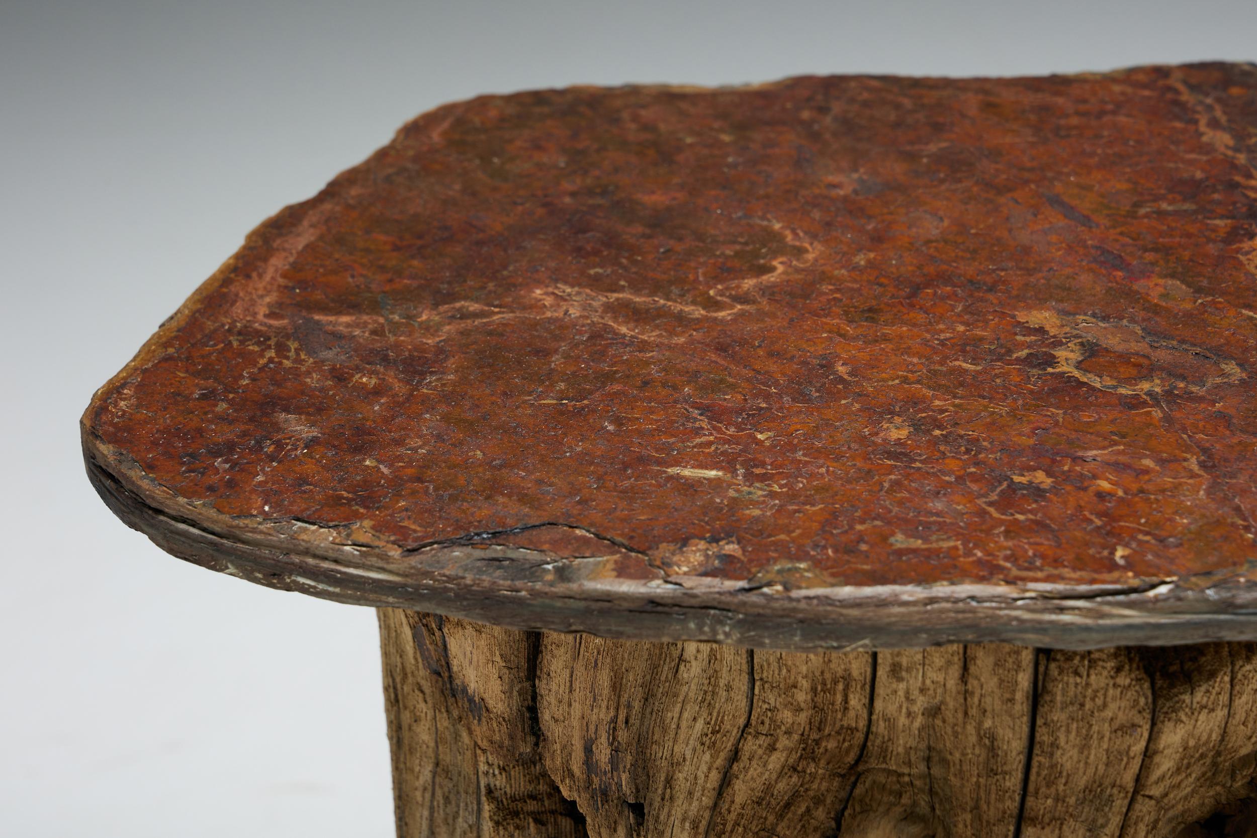 French Brutalist Travail Populaire Side Table, France, Early 20th Century For Sale