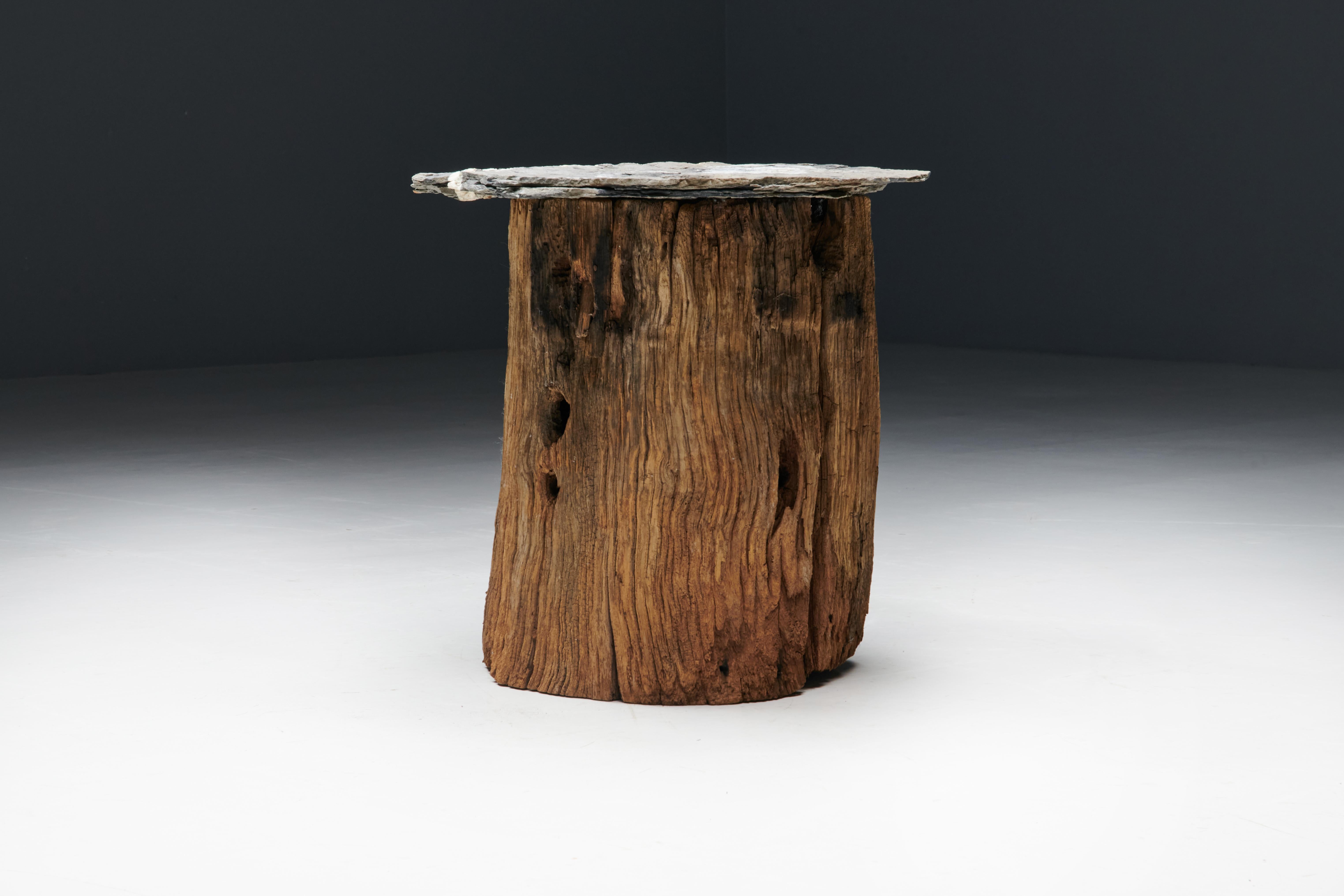 French Brutalist Travail Populaire Side Table, France, Early 20th Century For Sale