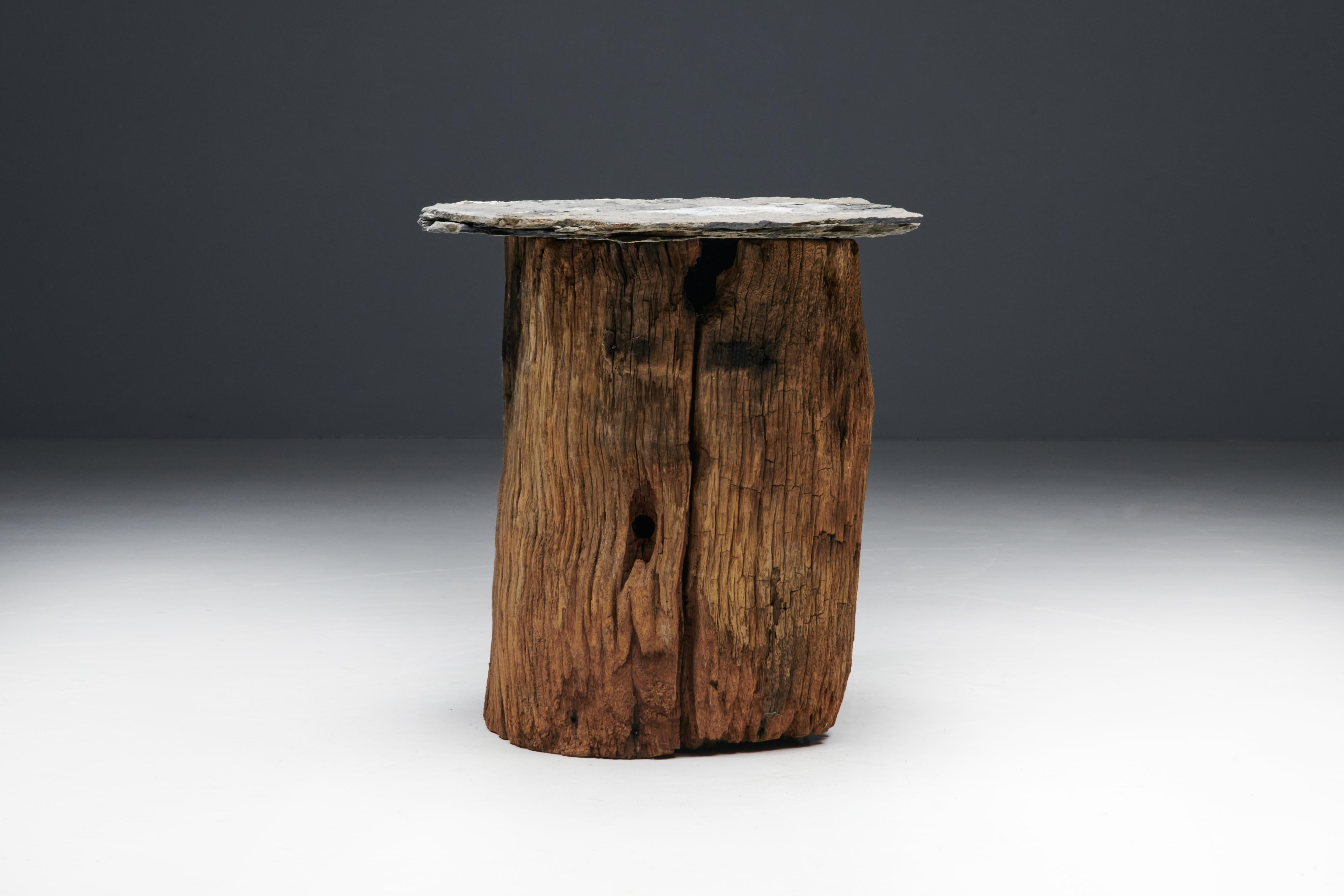 Brutalist Travail Populaire Side Table, France, Early 20th Century For Sale 1