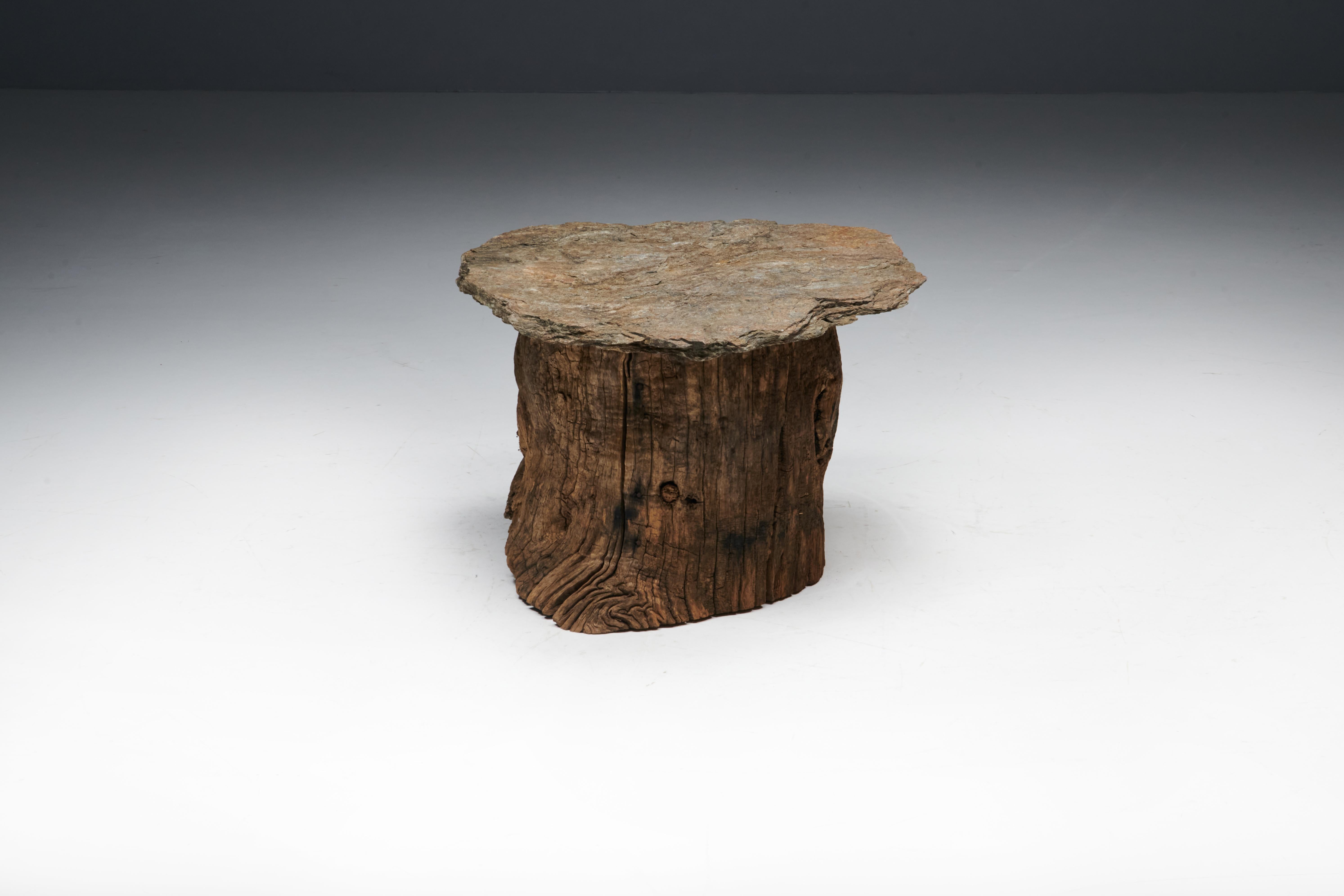 Brutalist Travail Populaire Side Table, France, Early 20th Century For Sale 1