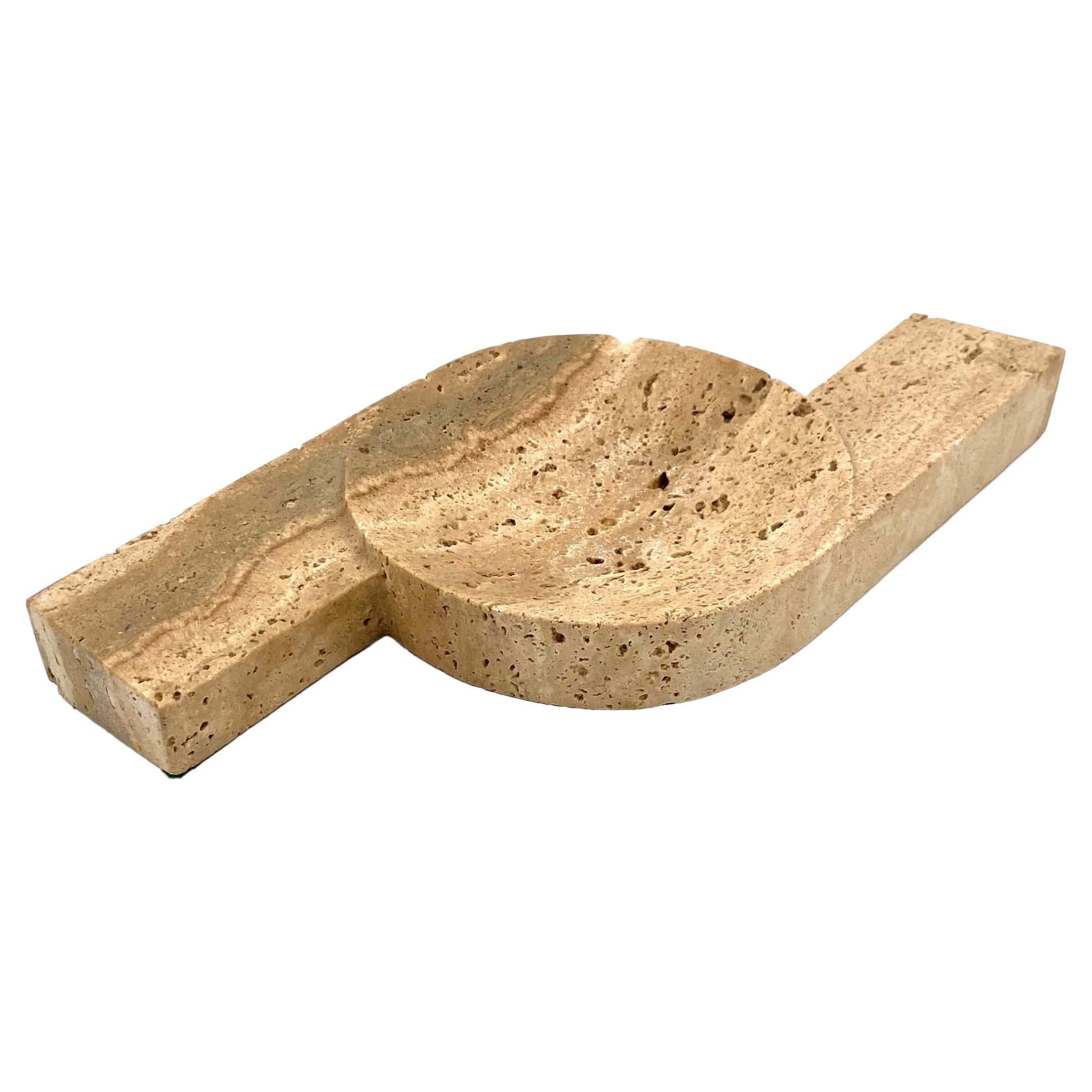 Brutalist travertine ashtray, Cerri Nestore, Italy, 1970s For Sale