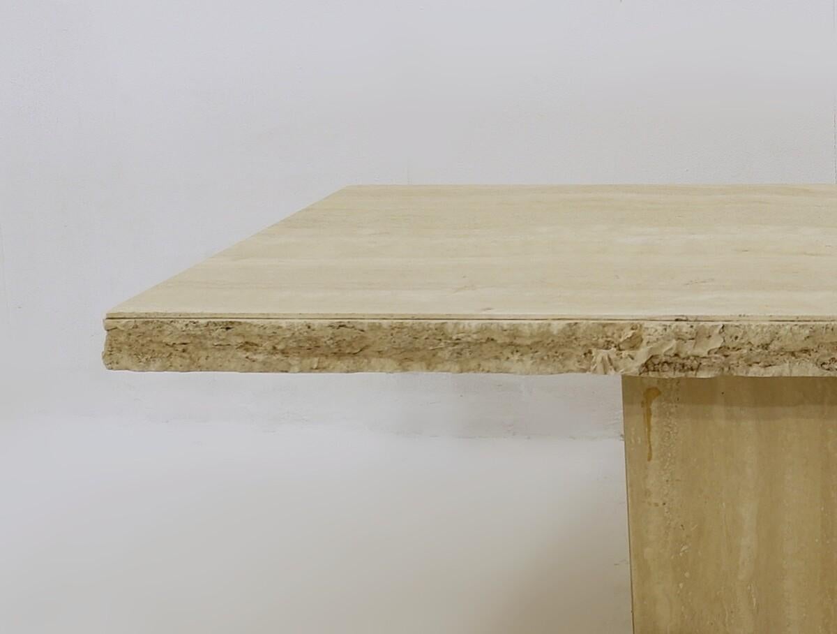 Brutalist travertine coffee table, 1970s
Original condition
Mid-Century Modern 
European.