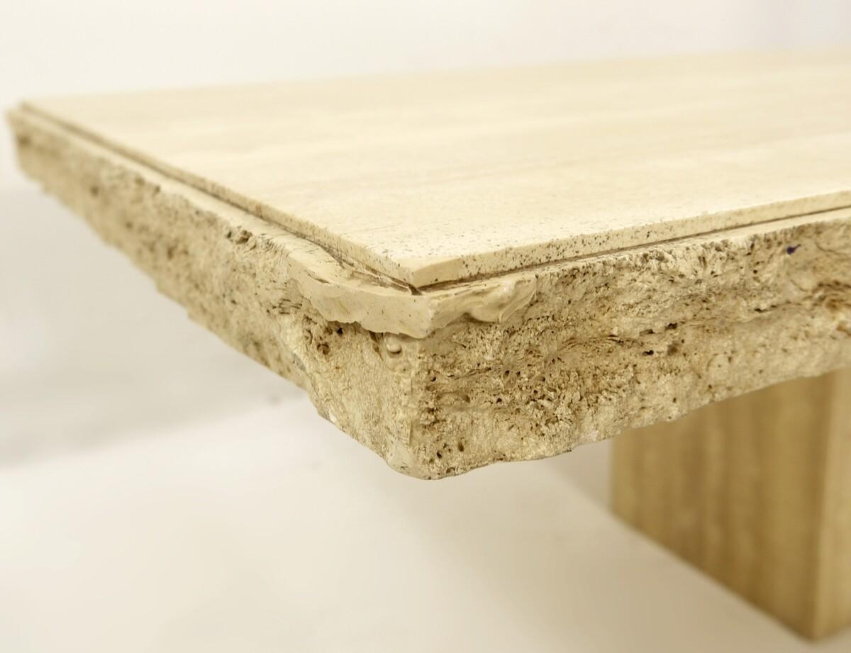 Mid-Century Modern Brutalist Travertine Coffee Table, 1970s