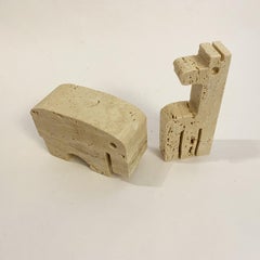 Brutalist Travertine Elephant & Girafe by Enzo Mari for Fratelli Mannelli, 1970s