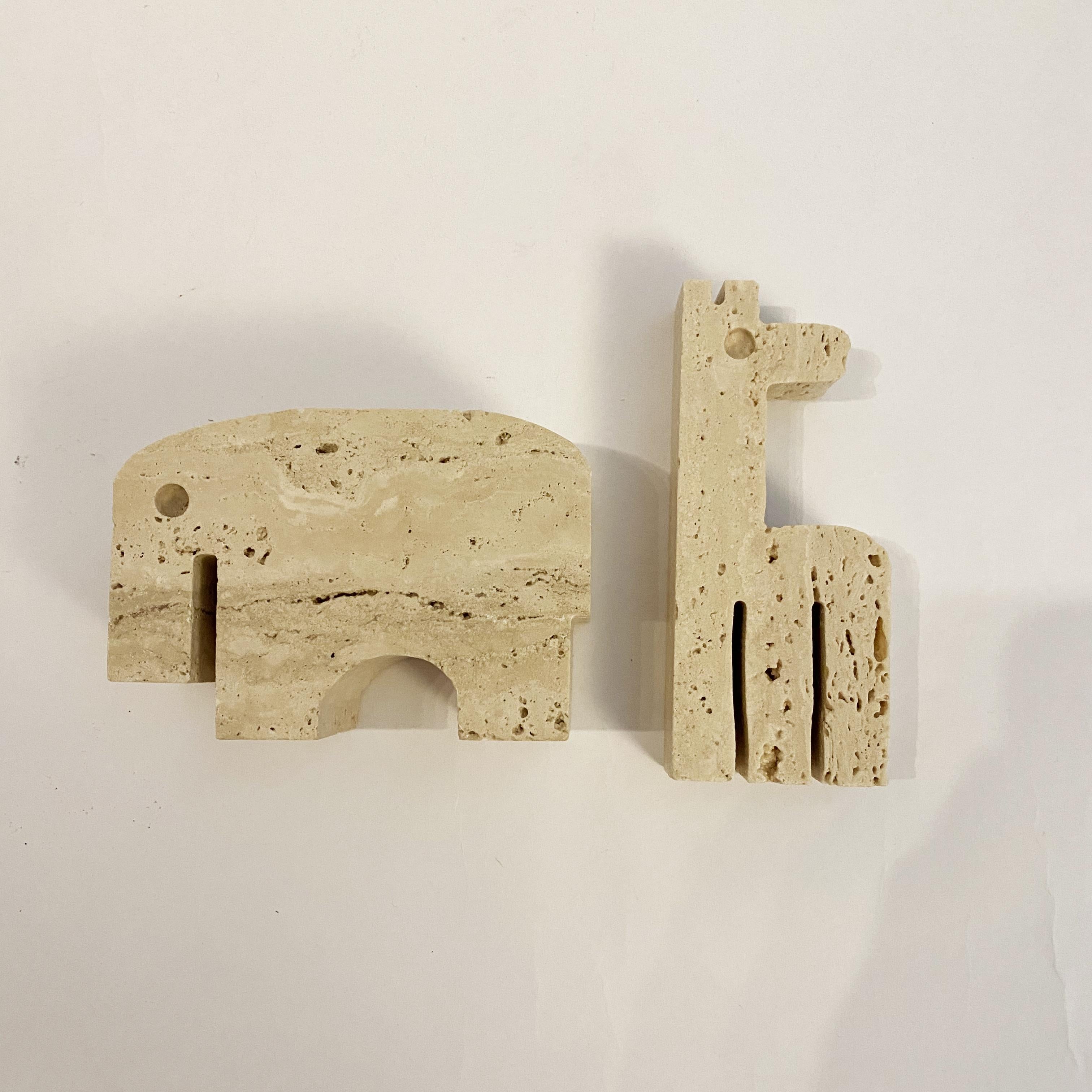 Brutalist Travertine Elephant & Girafe by Enzo Mari for Fratelli Mannelli, 1970s In Good Condition In Lille, FR