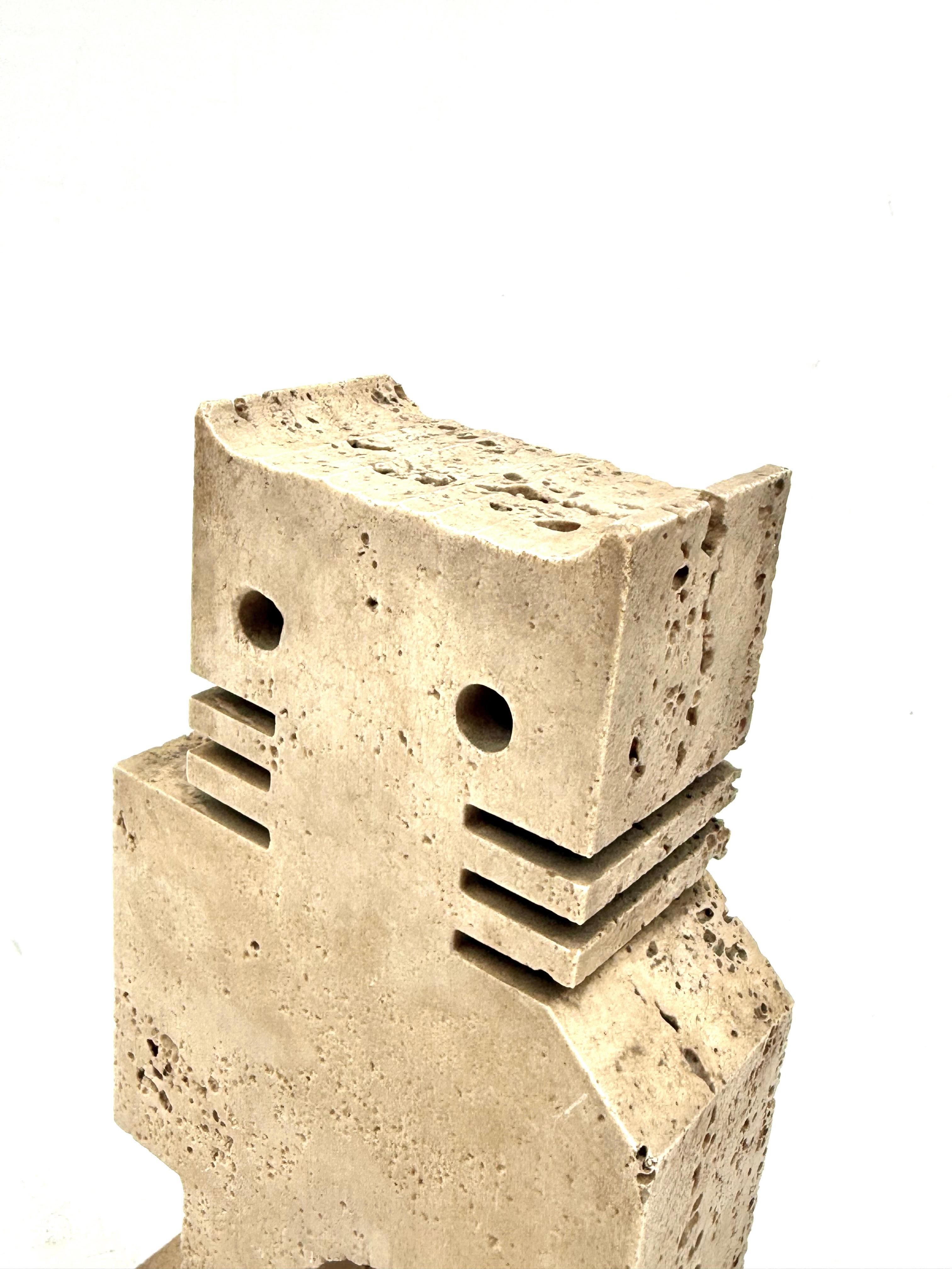 Brutalist travertine sculpture of cat, Enzo Mari F.lli Mannelli, Italy 1970s im Angebot 3