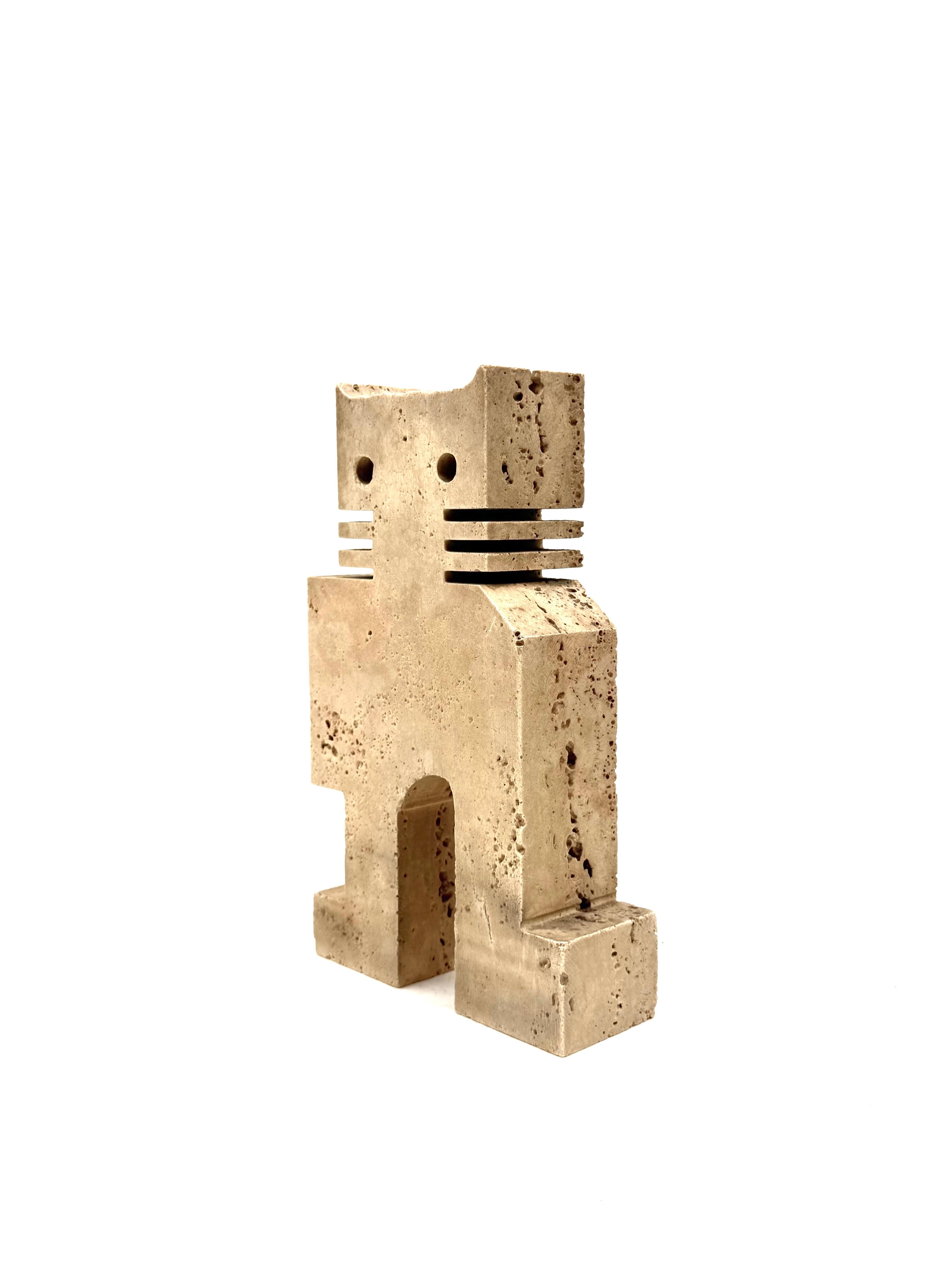 Brutalist travertine sculpture of cat, Enzo Mari F.lli Mannelli, Italy 1970s im Angebot 5