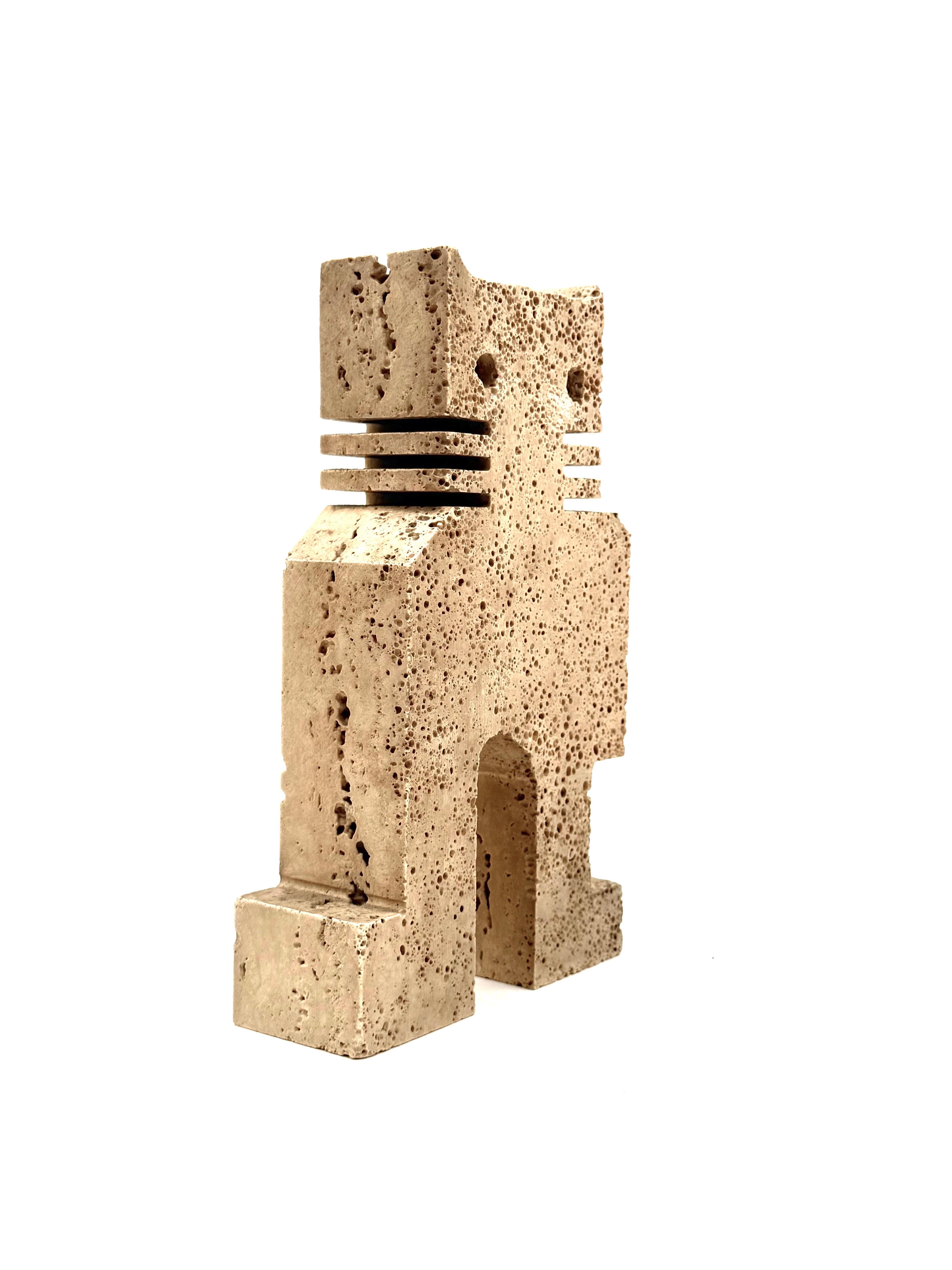 Brutalist travertine sculpture of cat, Enzo Mari F.lli Mannelli, Italy 1970s im Angebot 7