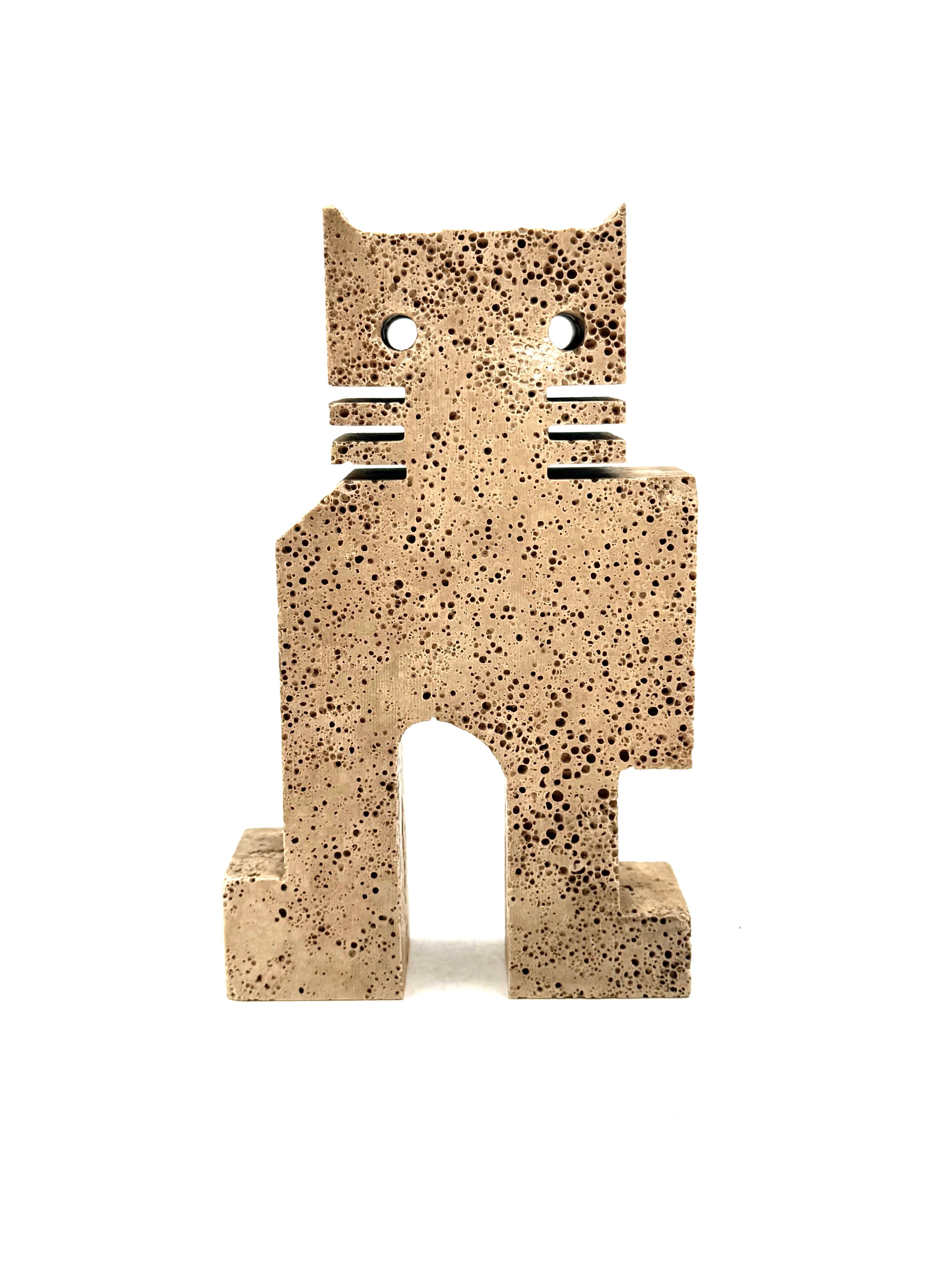 Brutalist travertine sculpture of cat, Enzo Mari F.lli Mannelli, Italy 1970s im Angebot 8