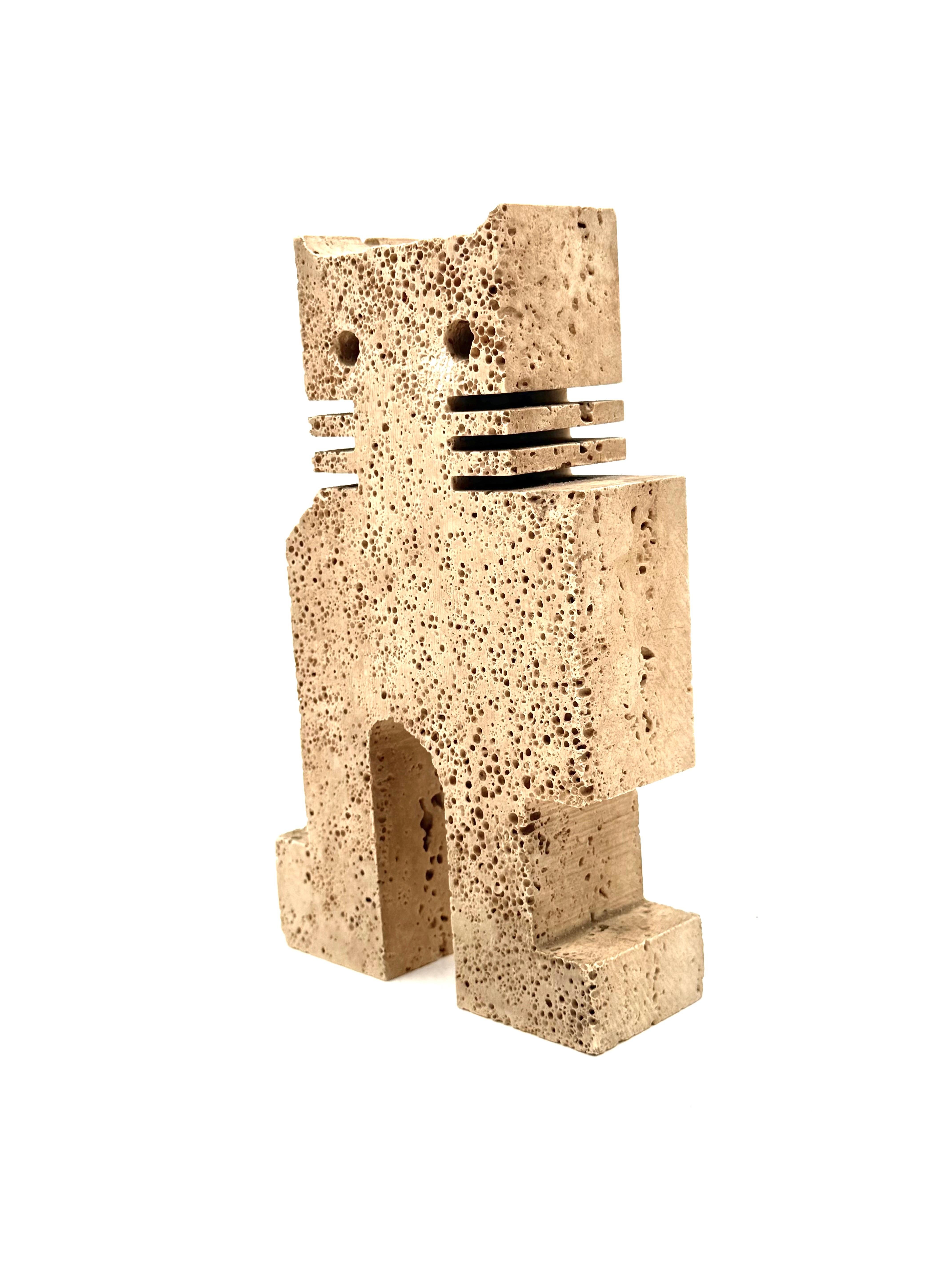 Brutalist travertine sculpture of cat, Enzo Mari F.lli Mannelli, Italy 1970s im Angebot 9