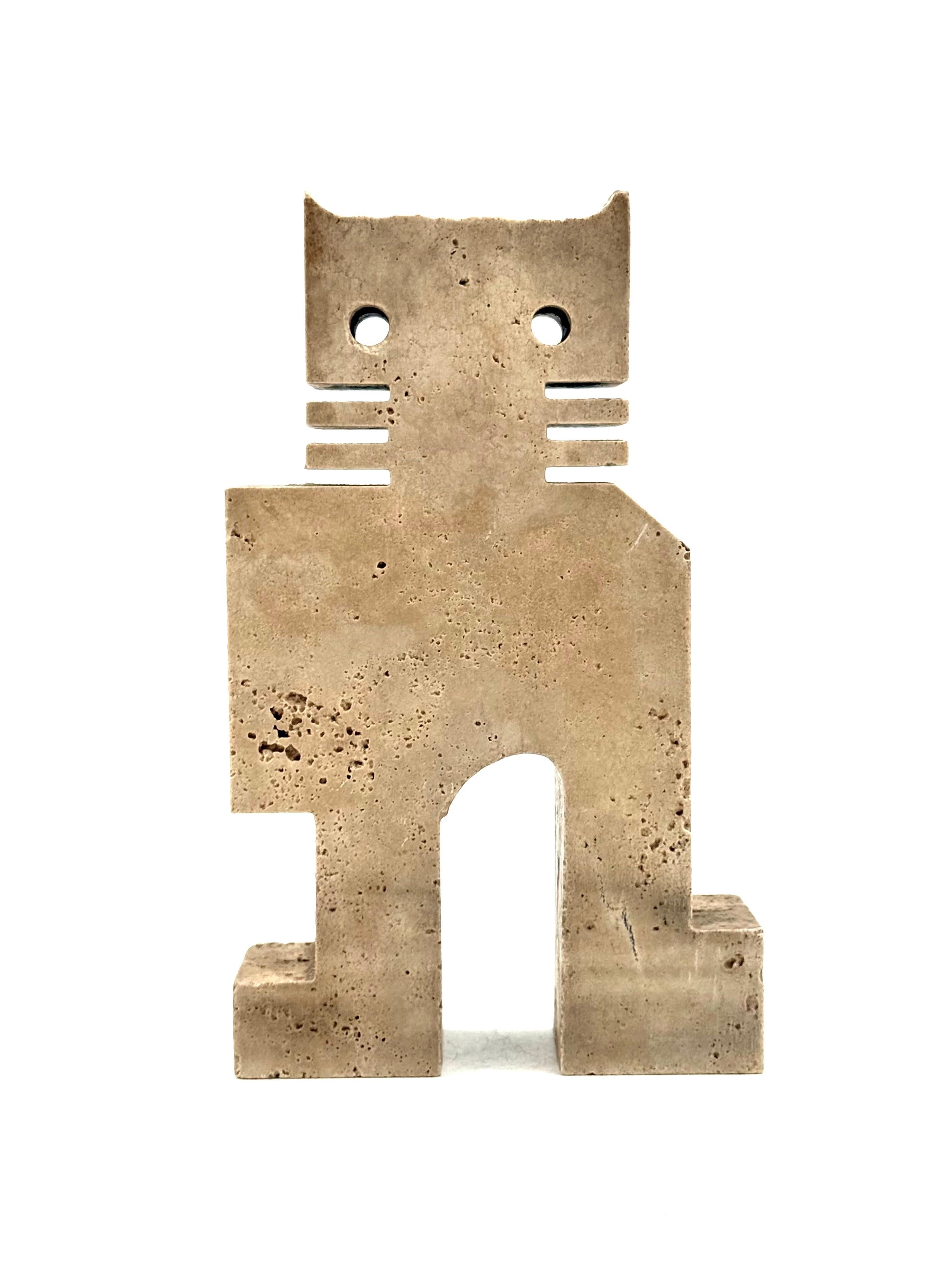 Brutalist travertine sculpture of cat, Enzo Mari F.lli Mannelli, Italy 1970s im Angebot 12
