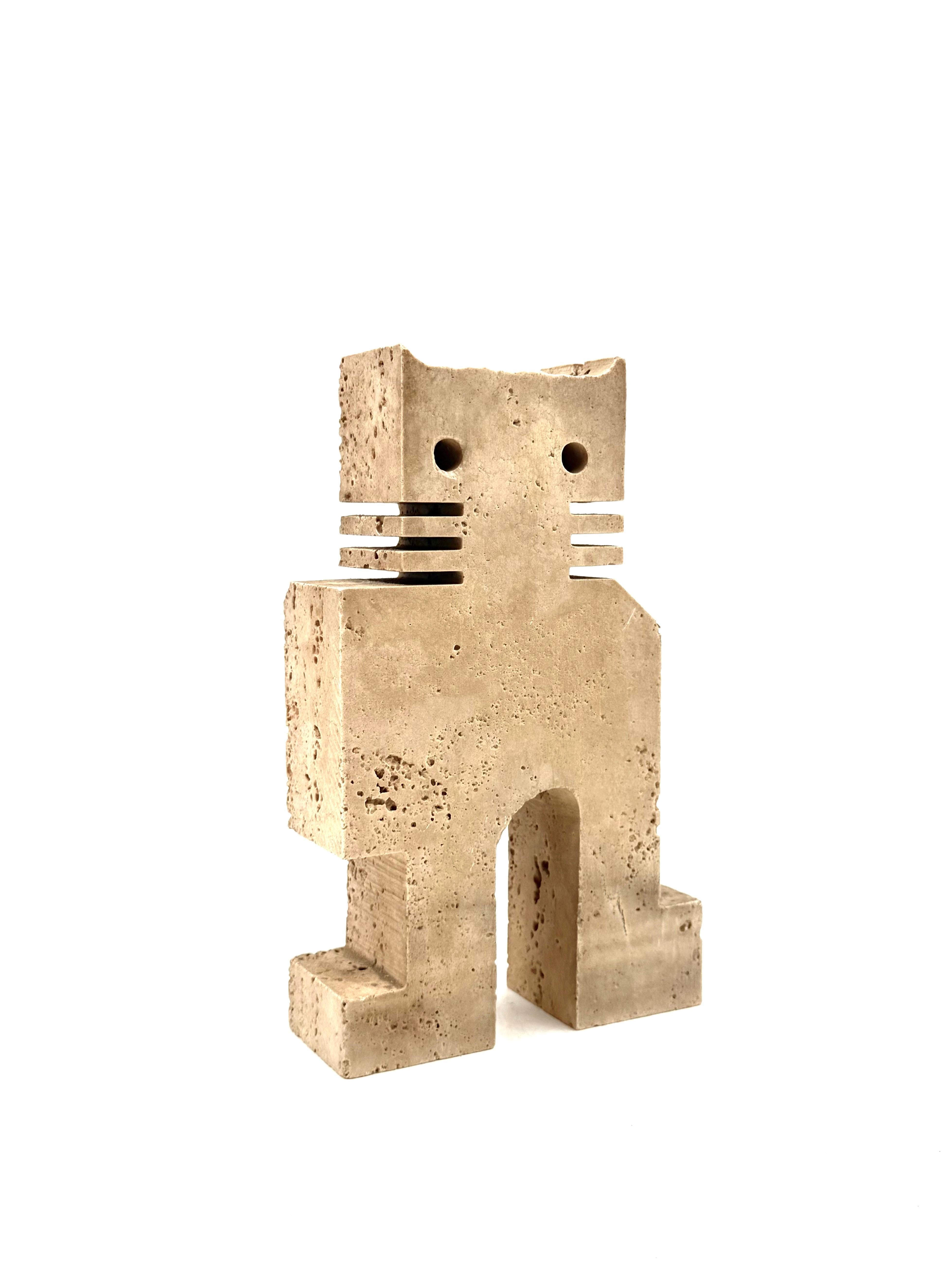 Brutalist travertine sculpture of cat, Enzo Mari F.lli Mannelli, Italy 1970s im Angebot 2