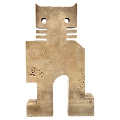 Brutalist travertine sculpture of cat, Enzo Mari F.lli Mannelli, Italy 1970s
