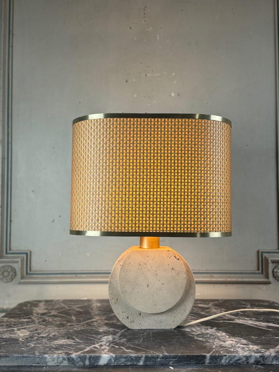 Brutalist Travertine Table Lamp Circa 1980 For Sale 4
