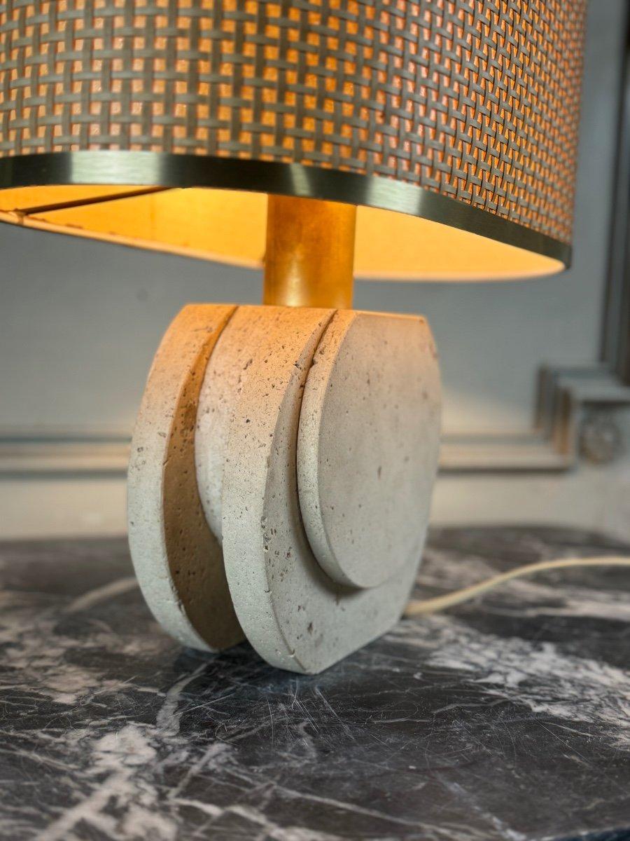 Brutalist Travertine Table Lamp Circa 1980 For Sale 5